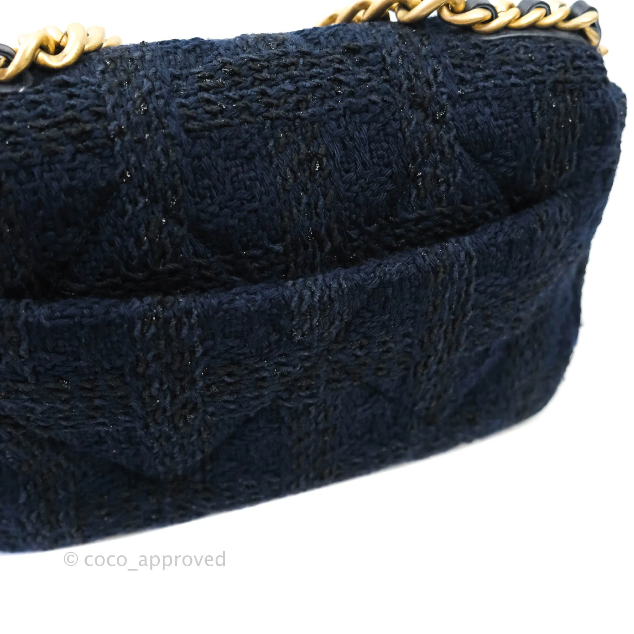Chanel 19 Small Tweed Navy Mixed Hardware