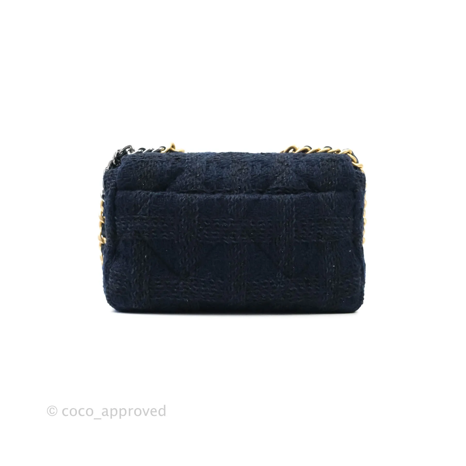 Chanel 19 Small Tweed Navy Mixed Hardware