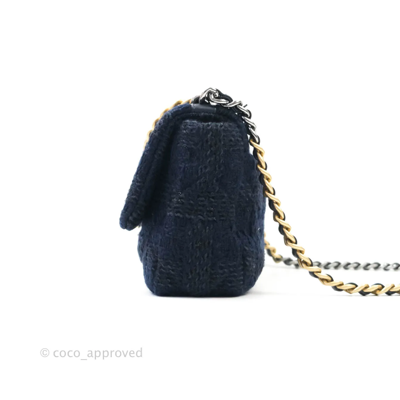Chanel 19 Small Tweed Navy Mixed Hardware