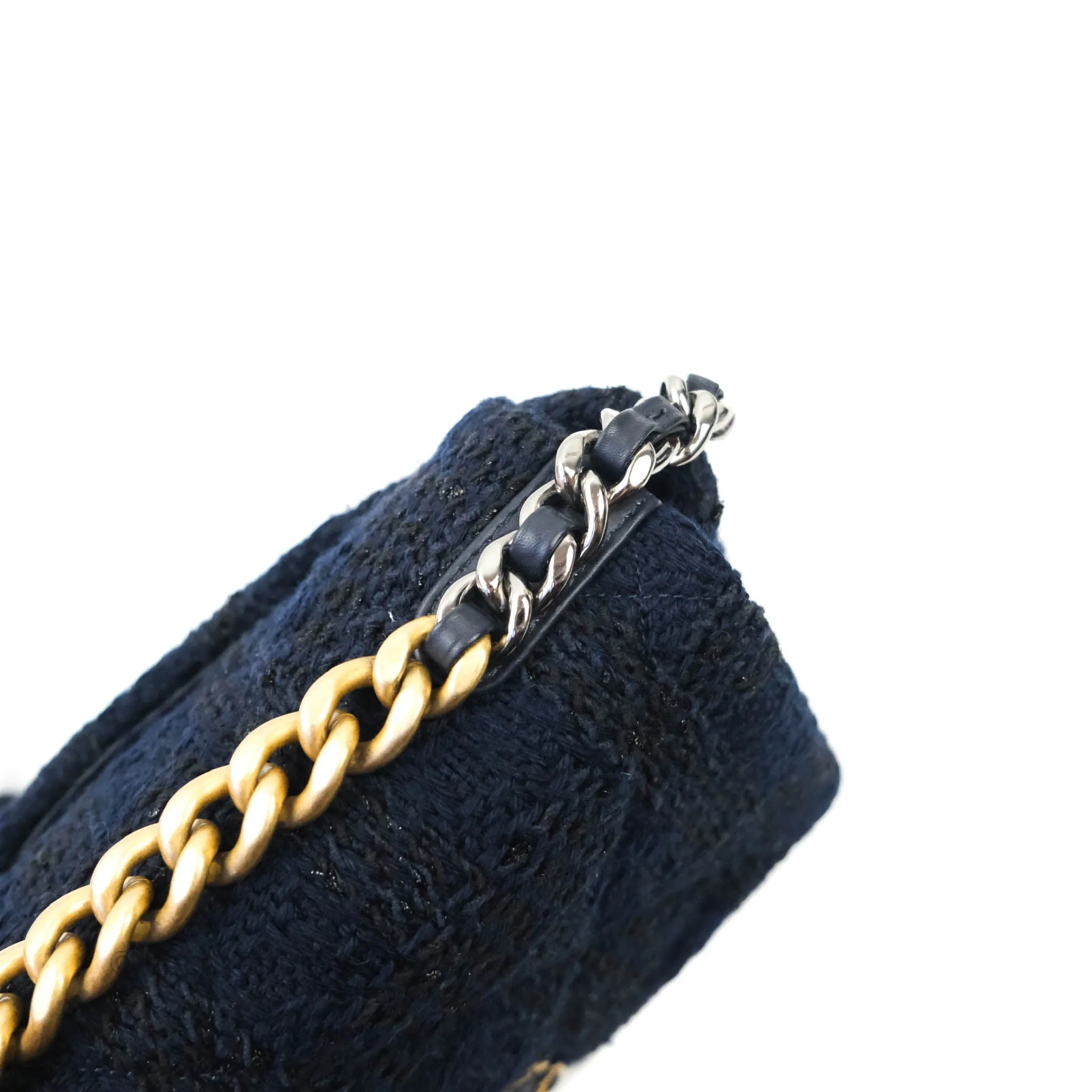Chanel 19 Small Tweed Navy Mixed Hardware