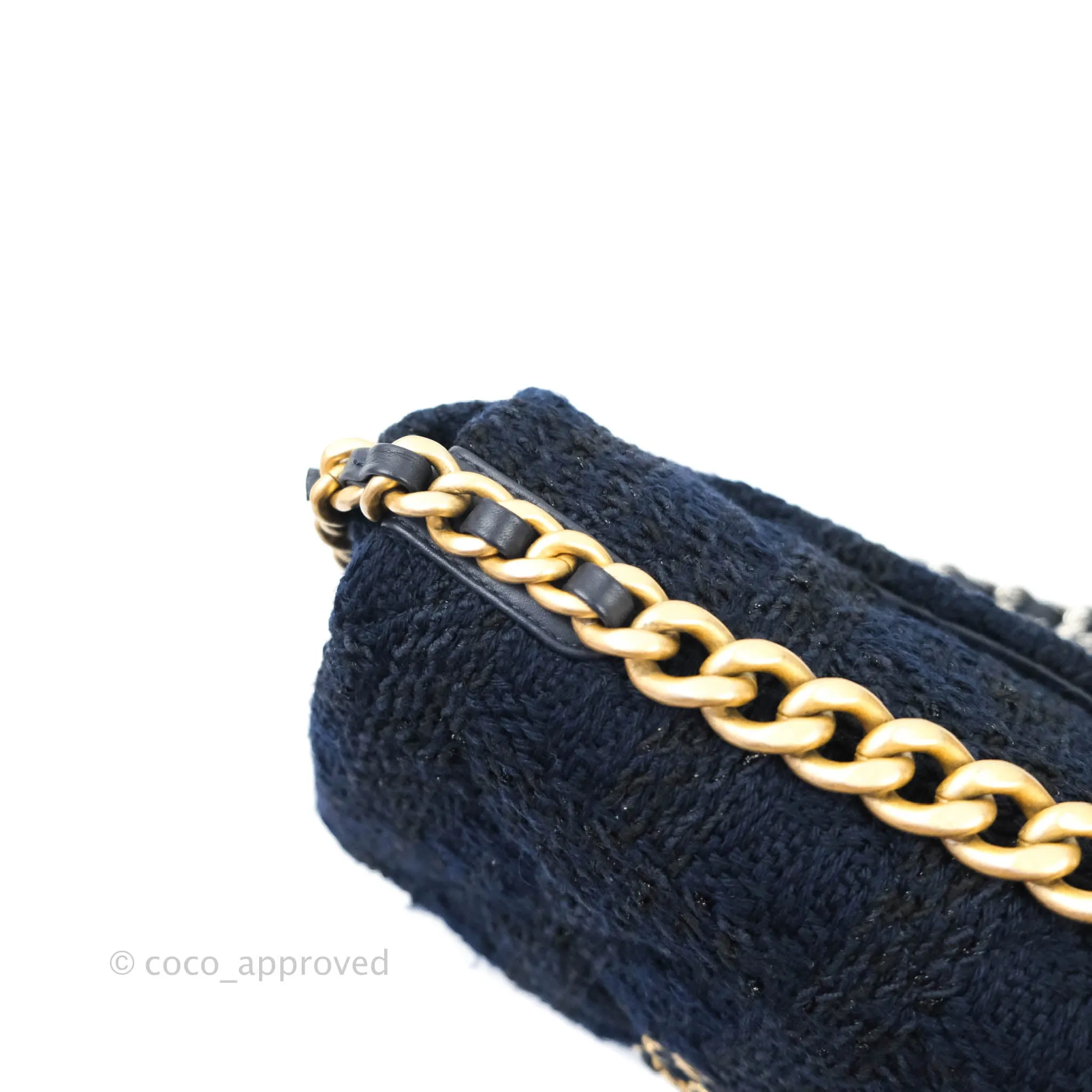 Chanel 19 Small Tweed Navy Mixed Hardware