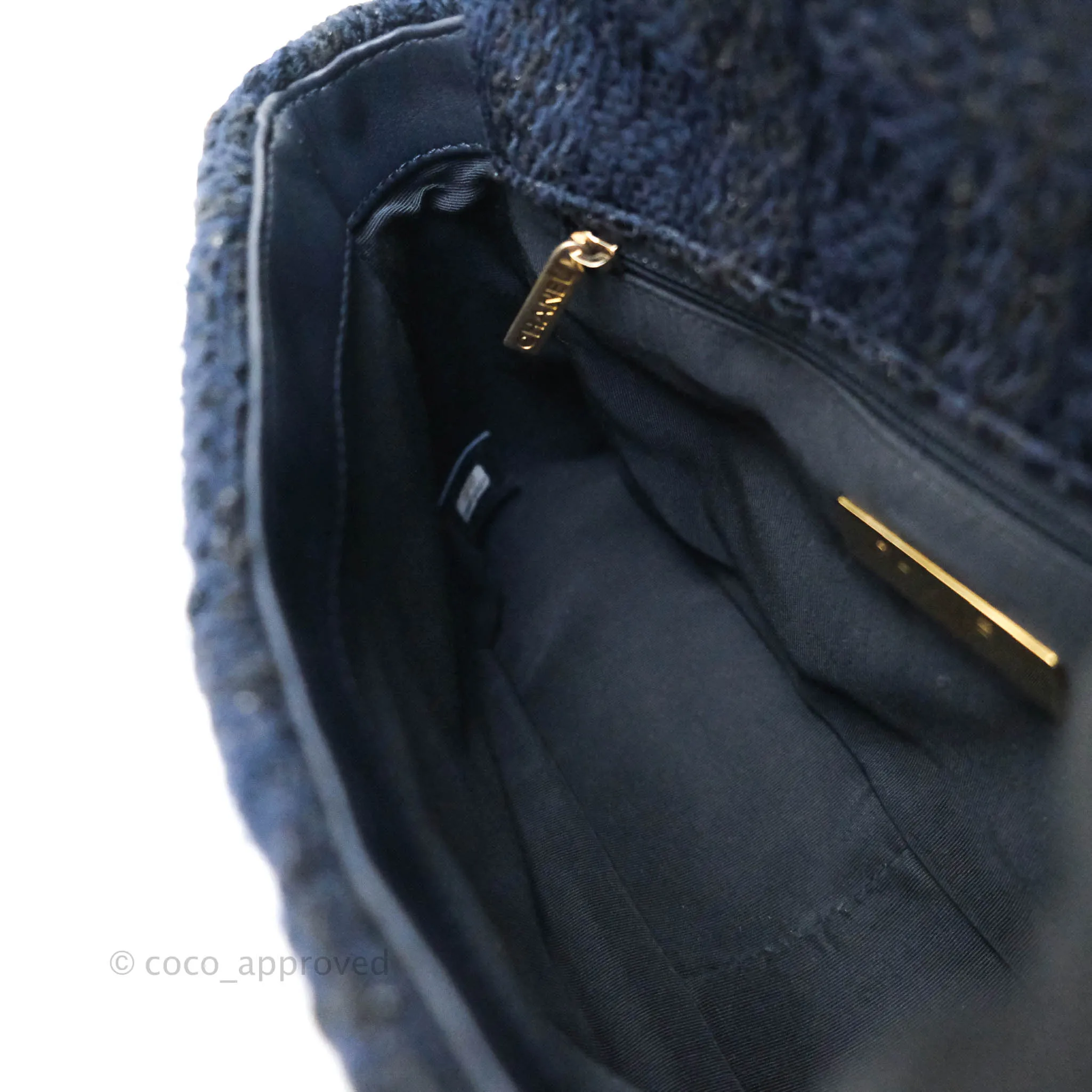 Chanel 19 Small Tweed Navy Mixed Hardware