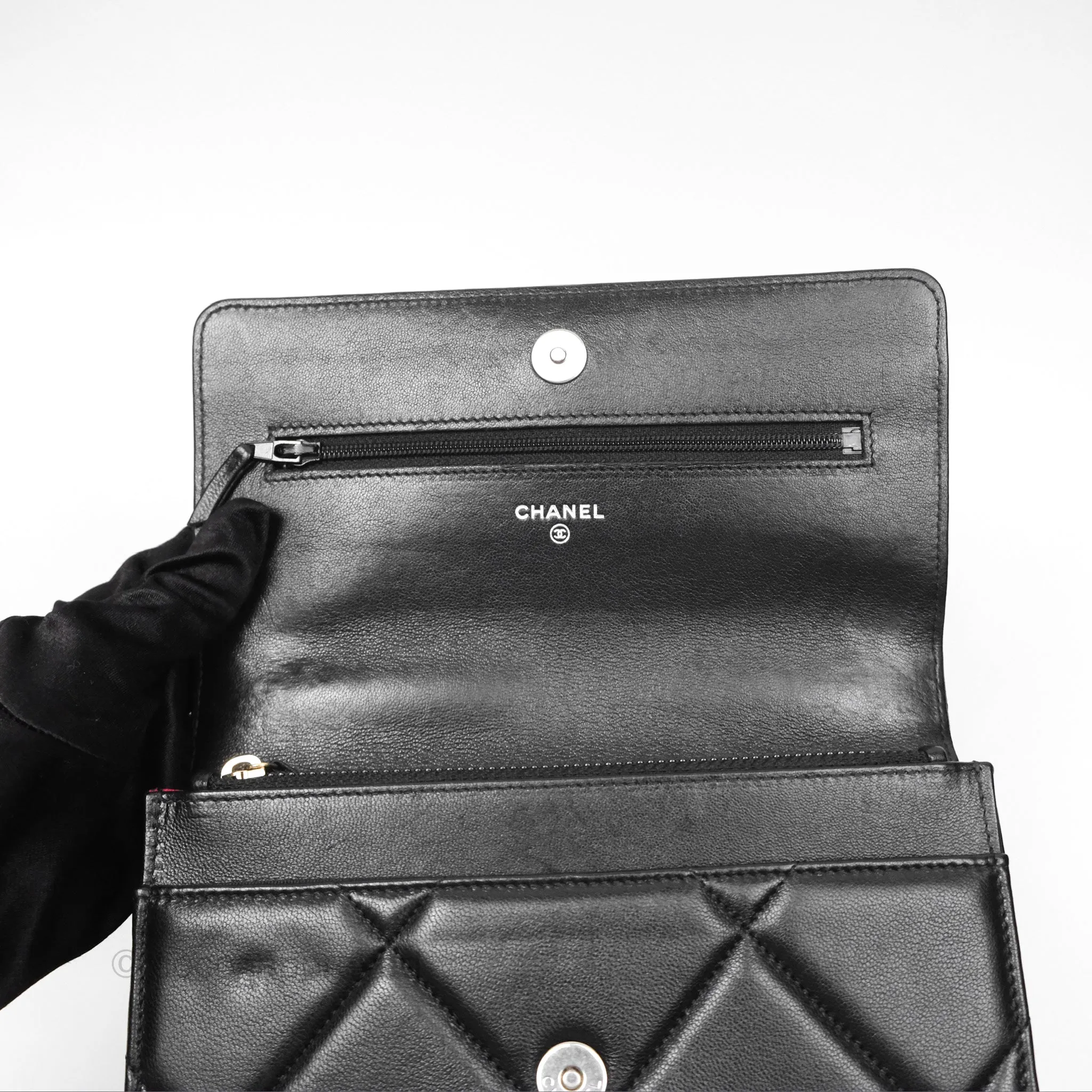Chanel 19 Wallet on Chain WOC Black Mixed Hardware