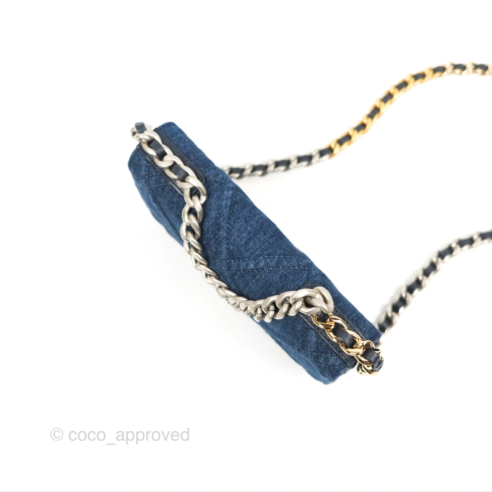 Chanel 19 Wallet on Chain WOC Blue Denim Mixed Hardware