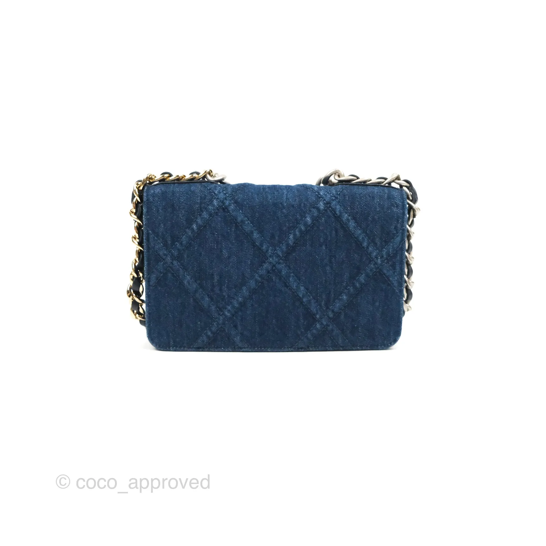 Chanel 19 Wallet on Chain WOC Blue Denim Mixed Hardware