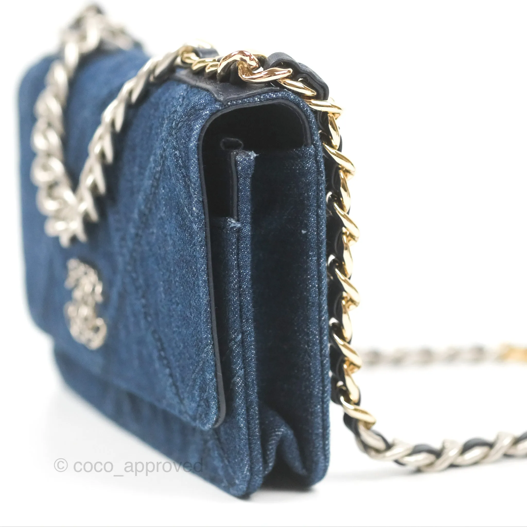 Chanel 19 Wallet on Chain WOC Blue Denim Mixed Hardware