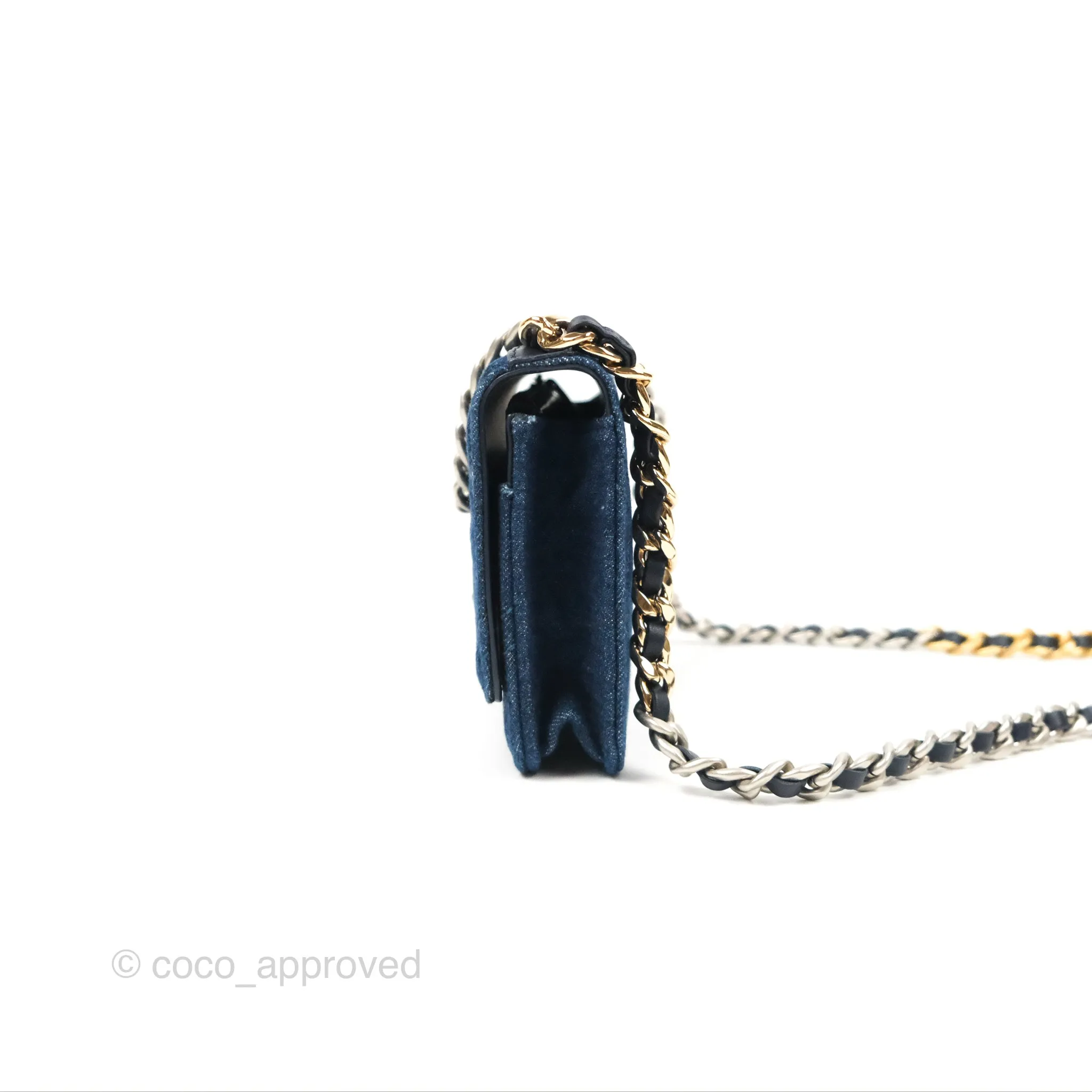 Chanel 19 Wallet on Chain WOC Blue Denim Mixed Hardware