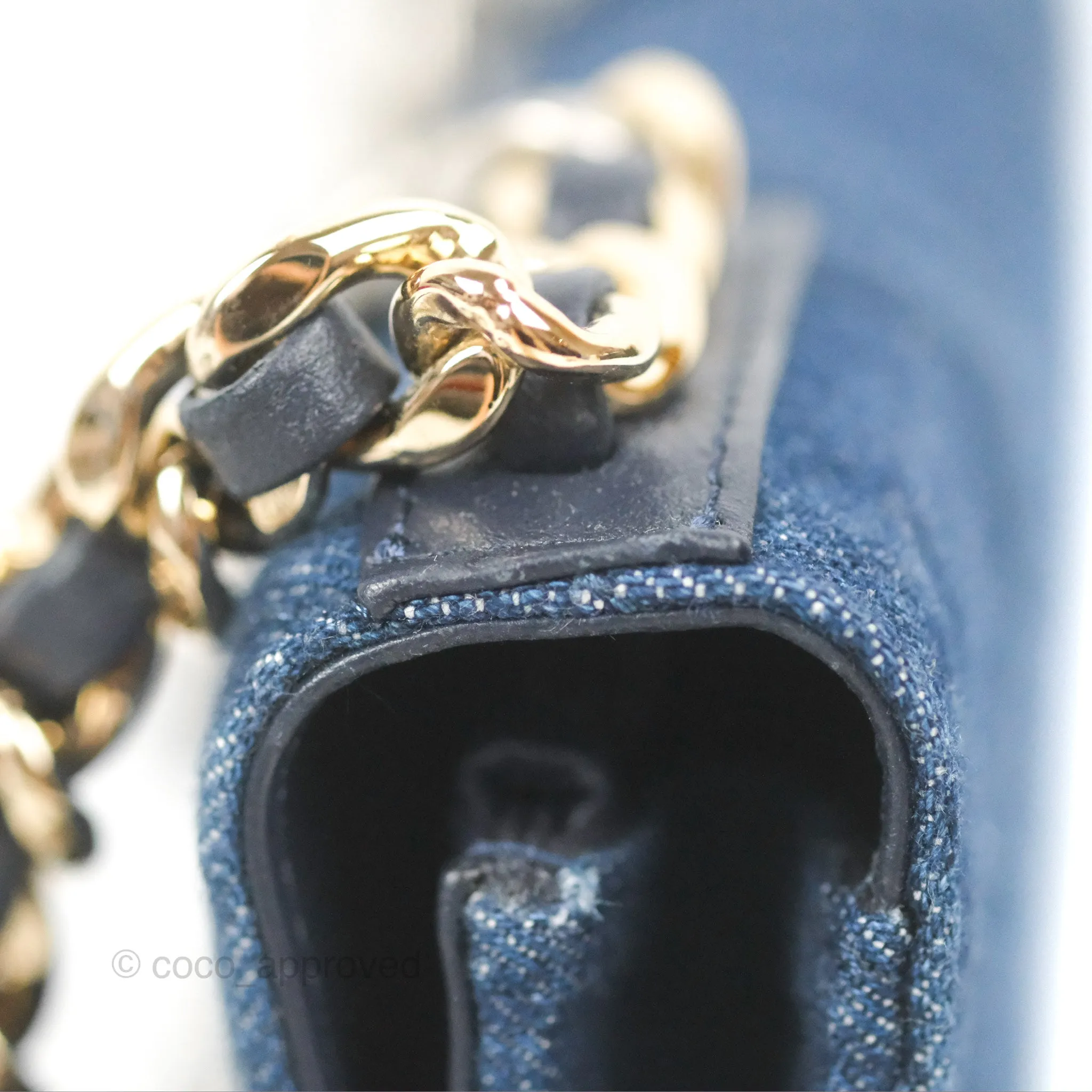 Chanel 19 Wallet on Chain WOC Blue Denim Mixed Hardware