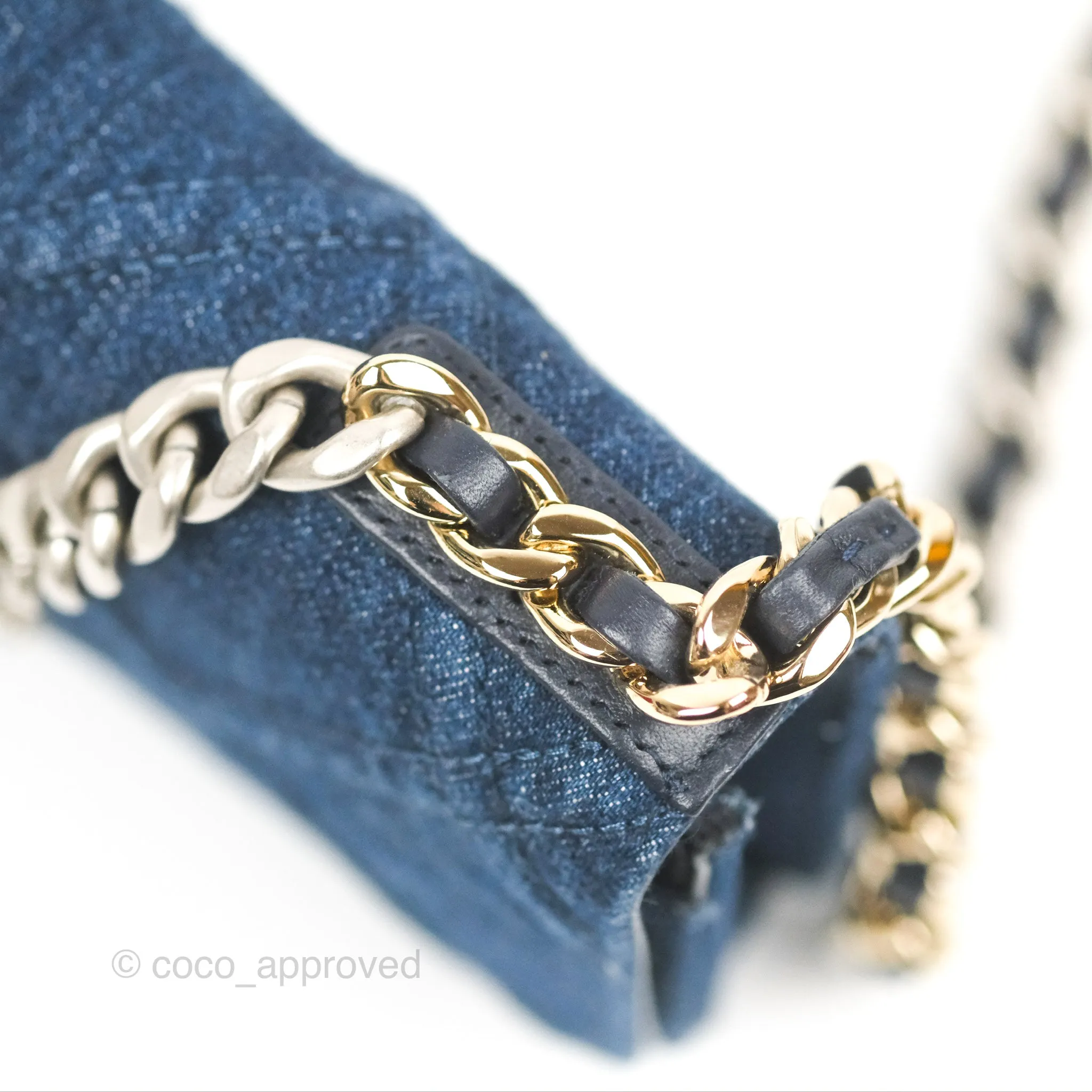 Chanel 19 Wallet on Chain WOC Blue Denim Mixed Hardware