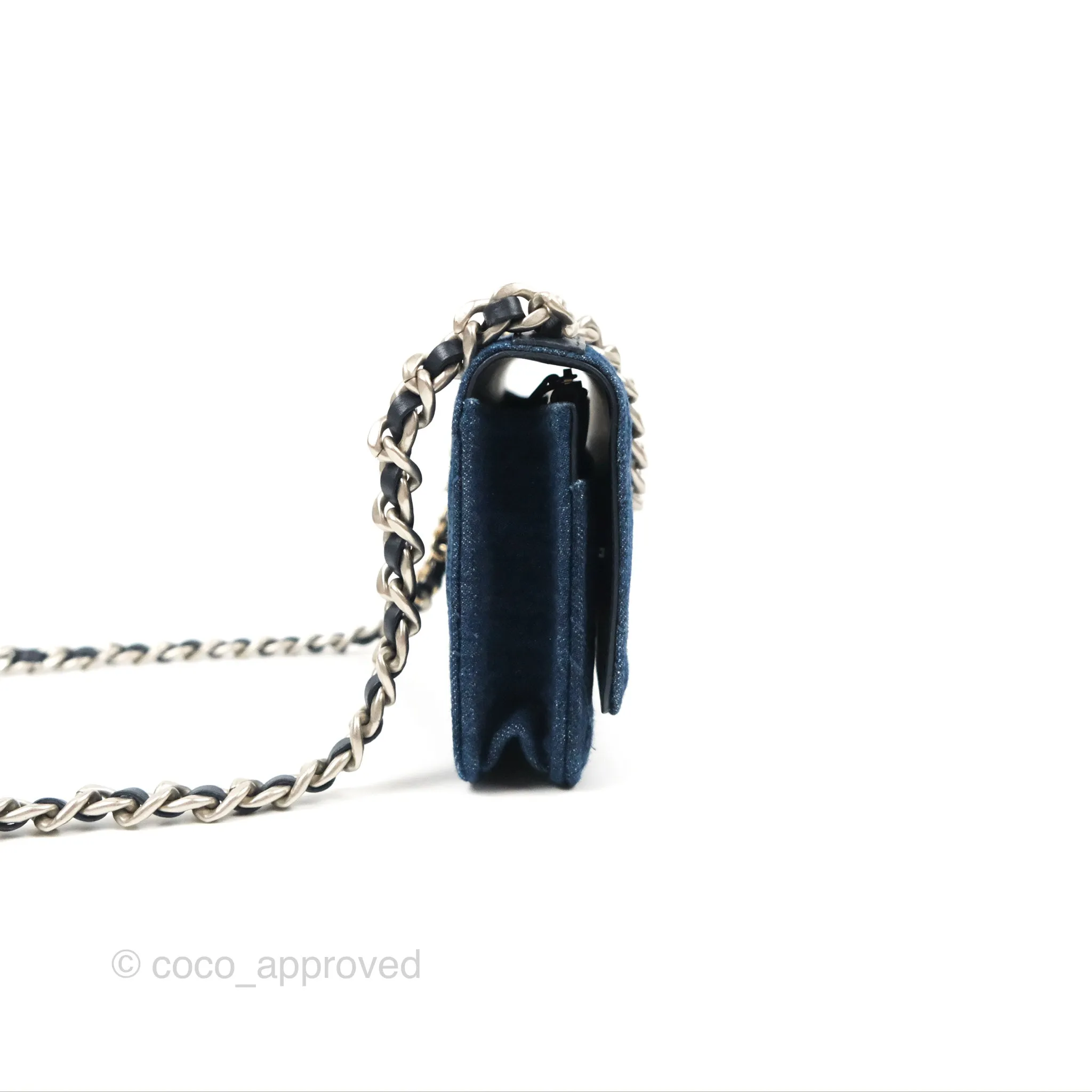 Chanel 19 Wallet on Chain WOC Blue Denim Mixed Hardware