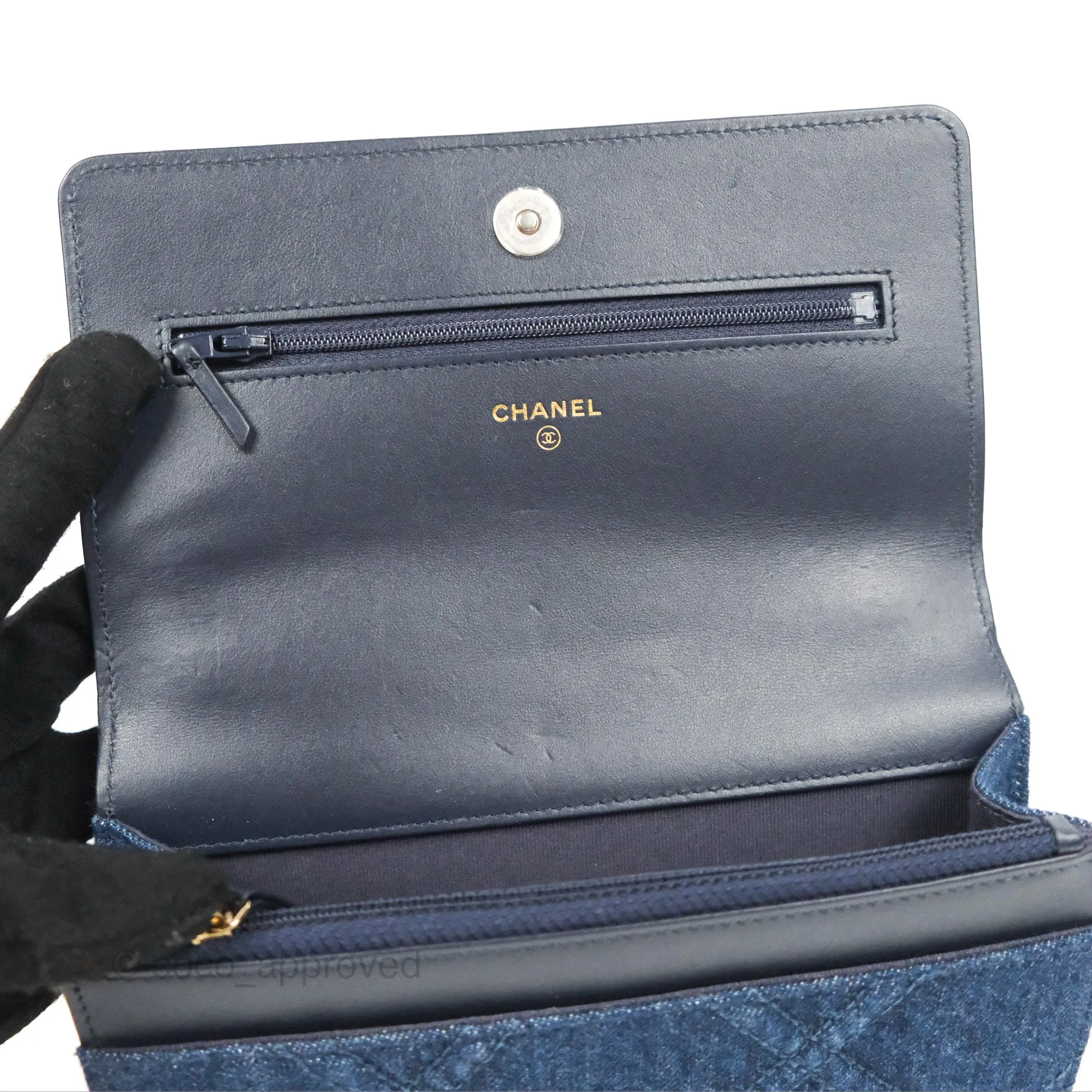 Chanel 19 Wallet on Chain WOC Blue Denim Mixed Hardware