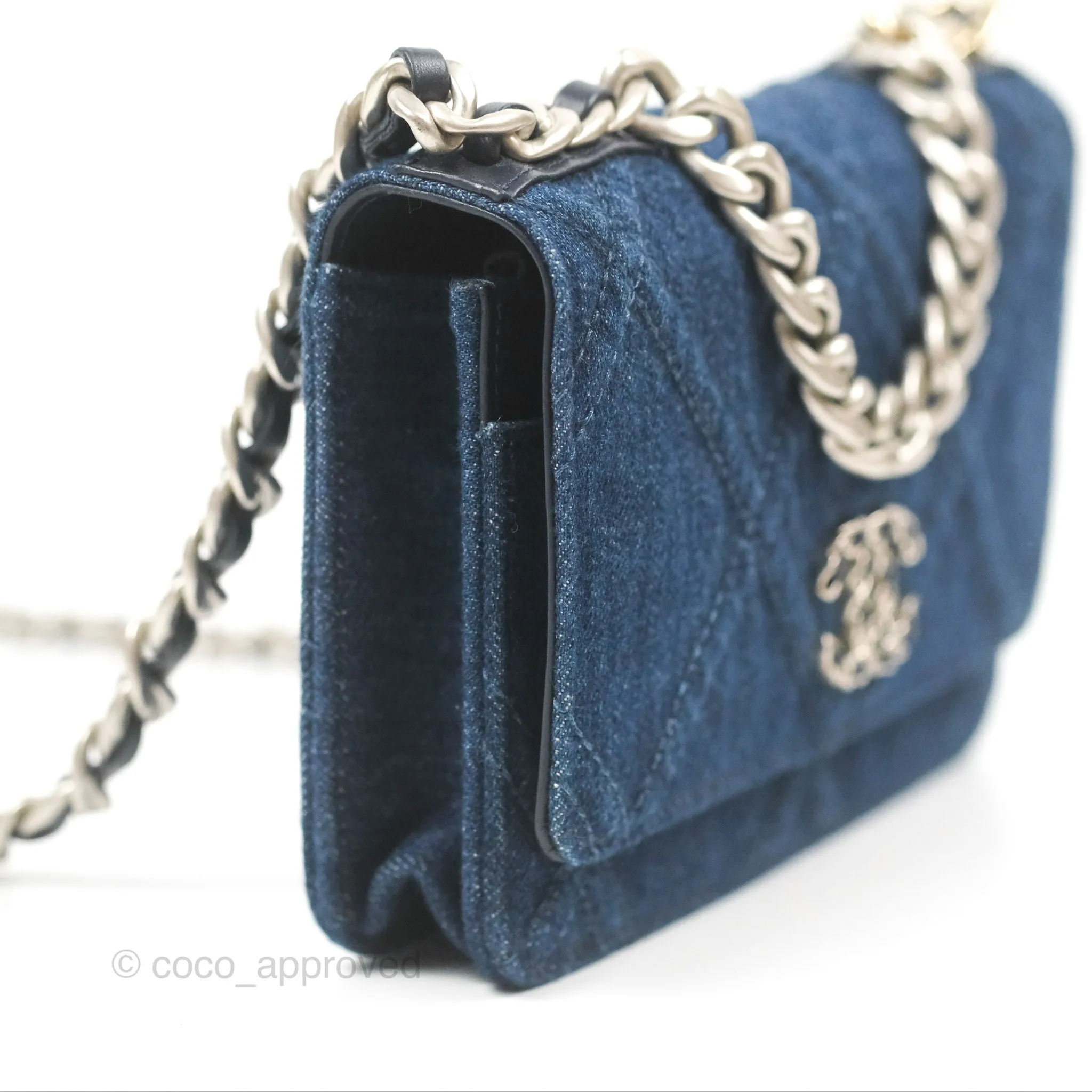 Chanel 19 Wallet on Chain WOC Blue Denim Mixed Hardware