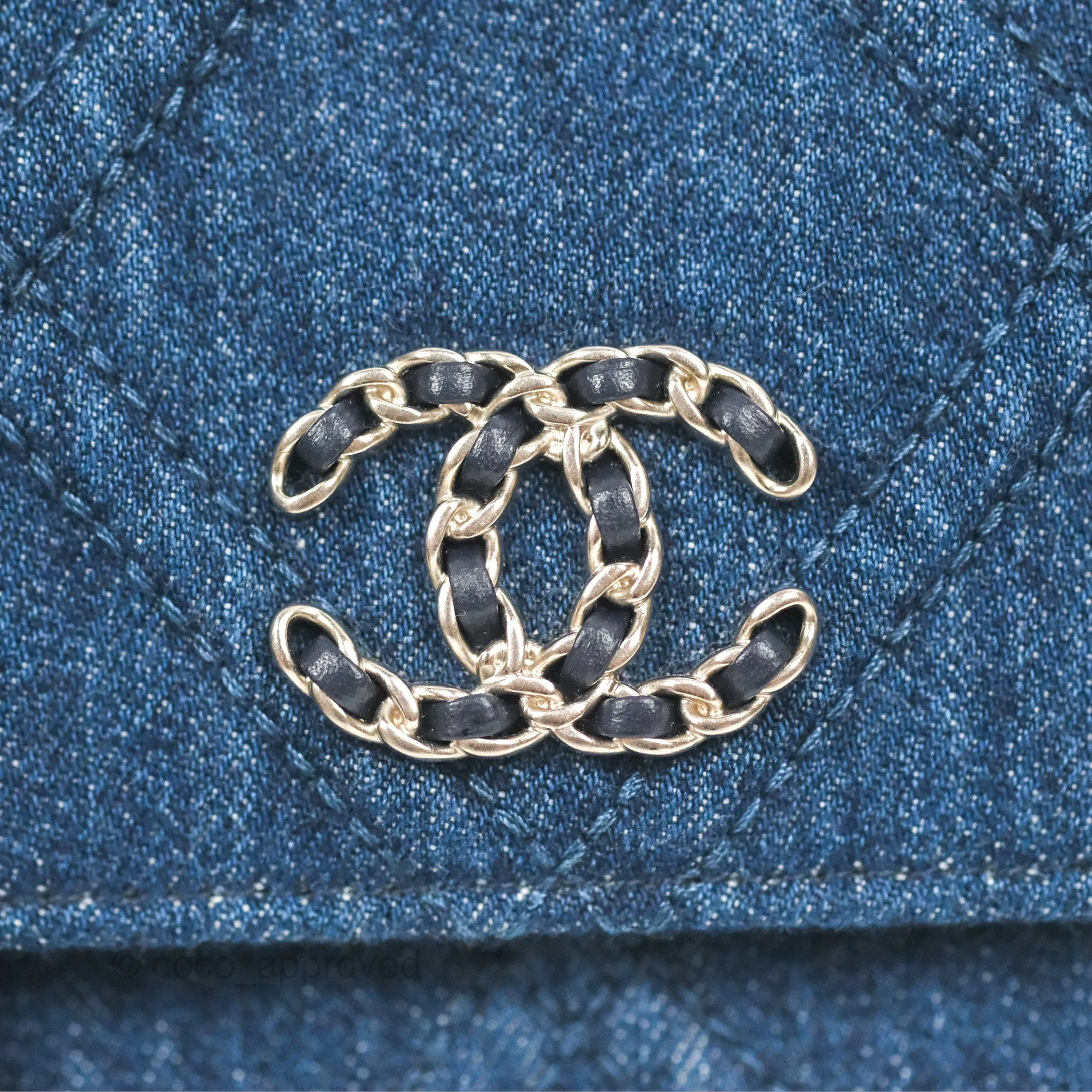 Chanel 19 Wallet on Chain WOC Blue Denim Mixed Hardware