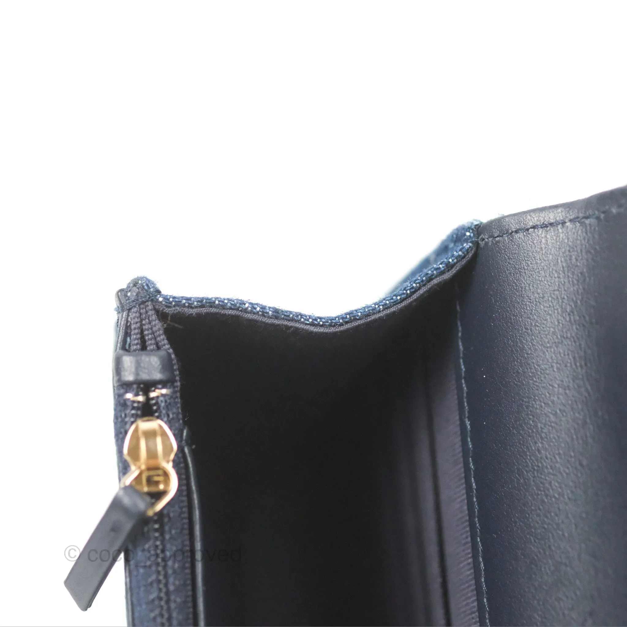 Chanel 19 Wallet on Chain WOC Blue Denim Mixed Hardware