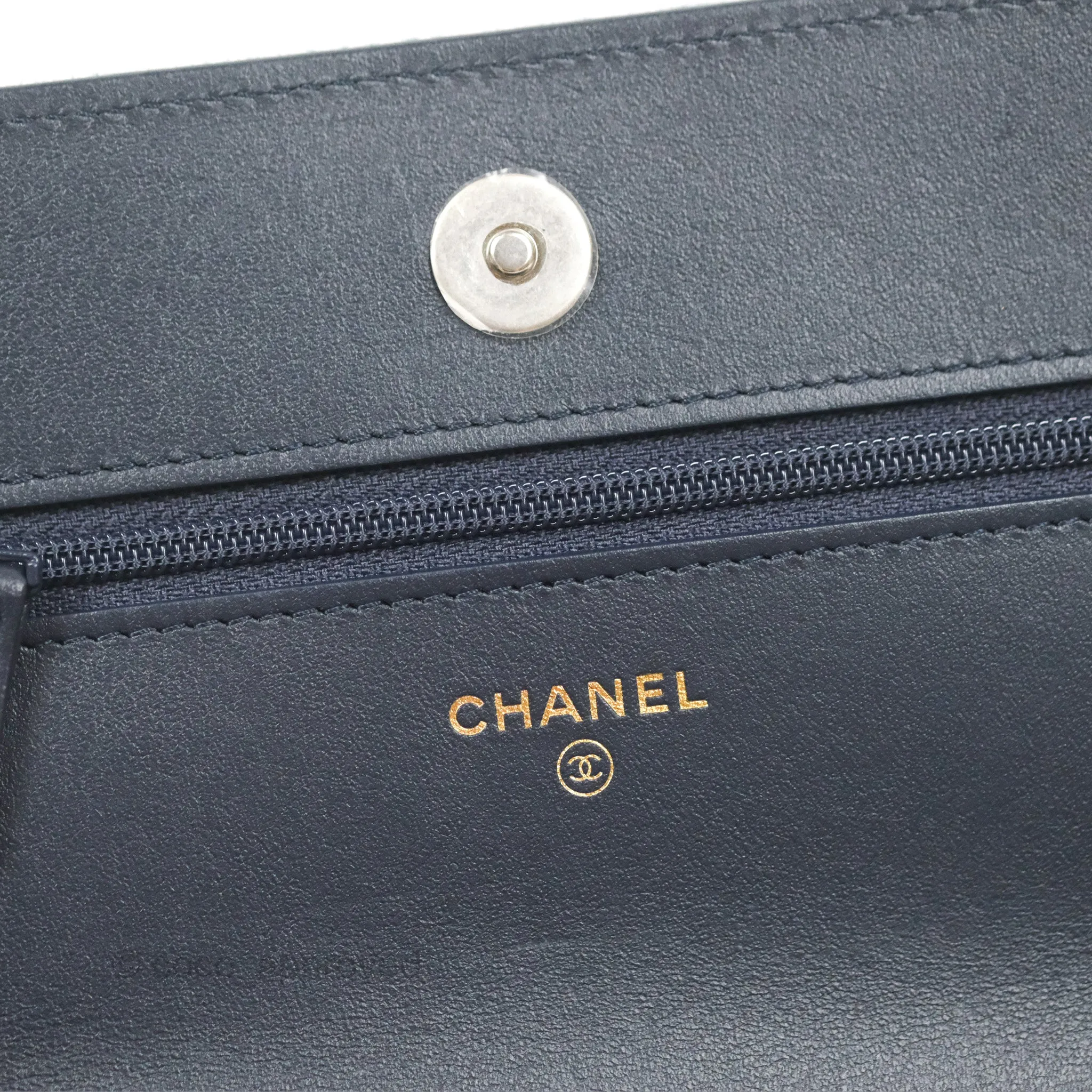 Chanel 19 Wallet on Chain WOC Blue Denim Mixed Hardware