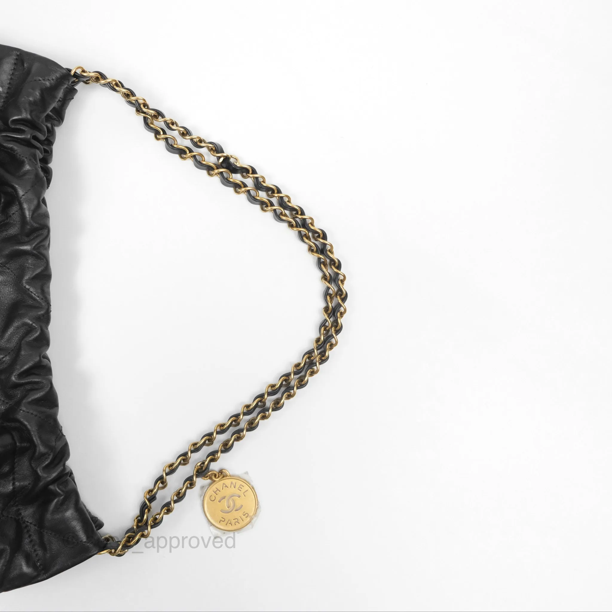 Chanel 22 Bag Medium Black Crumpled Calfskin Aged Gold Hardware