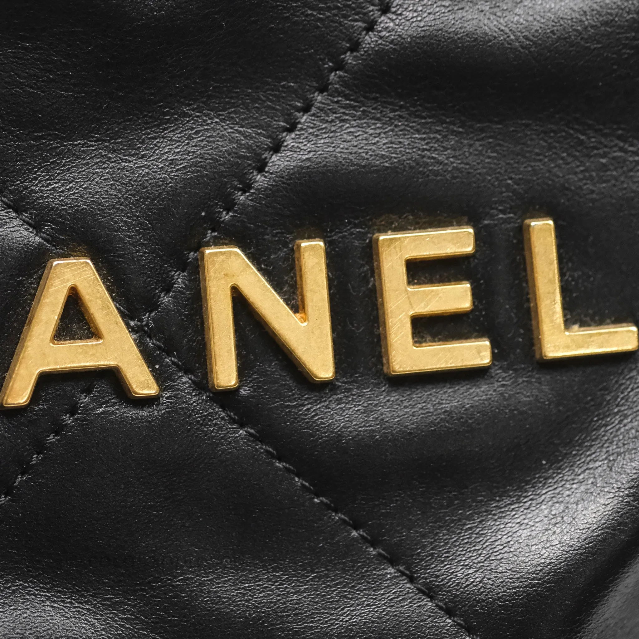 Chanel 22 Bag Small Black Shiny Calfskin Aged Gold Hardware