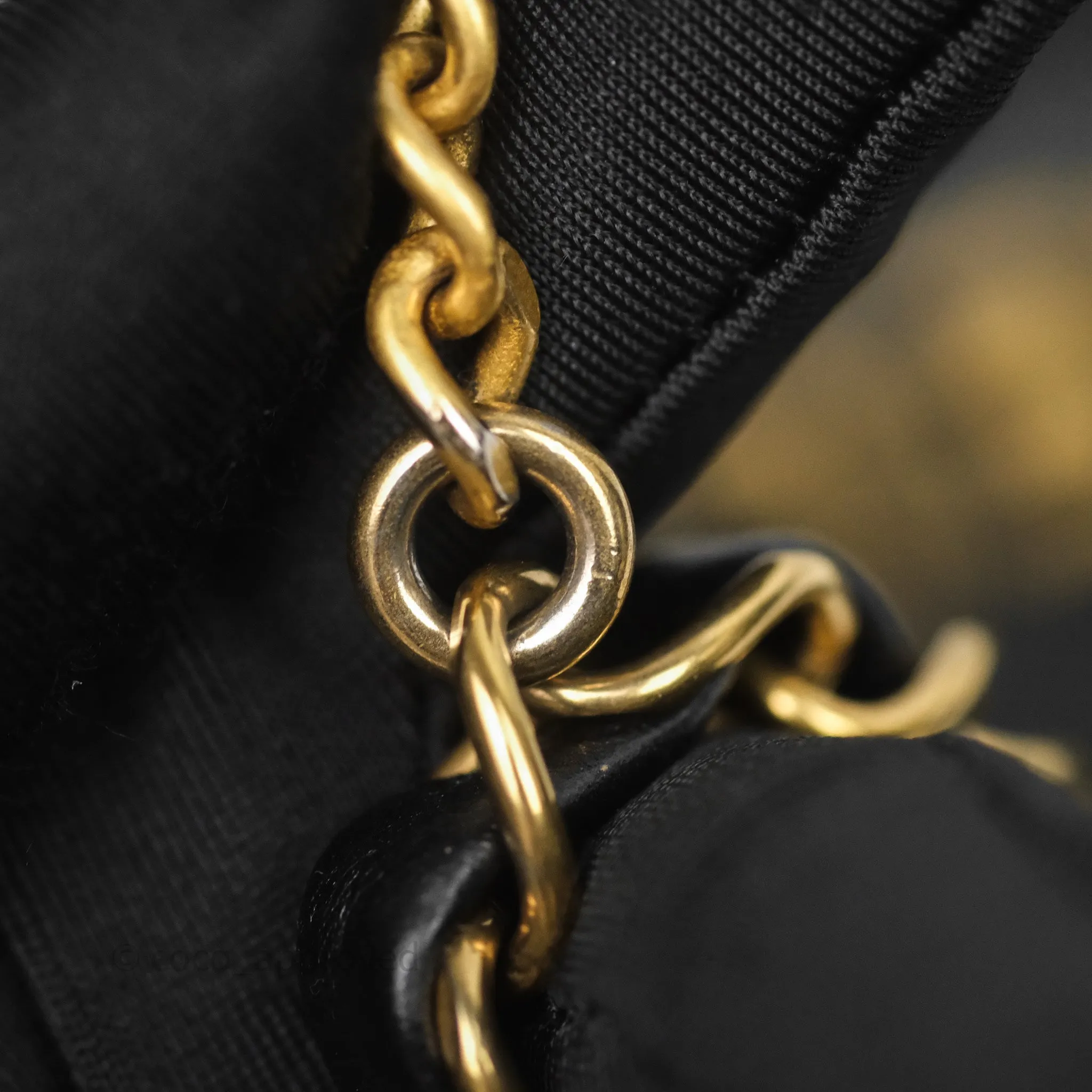 Chanel 22 Bag Small Black Shiny Calfskin Aged Gold Hardware