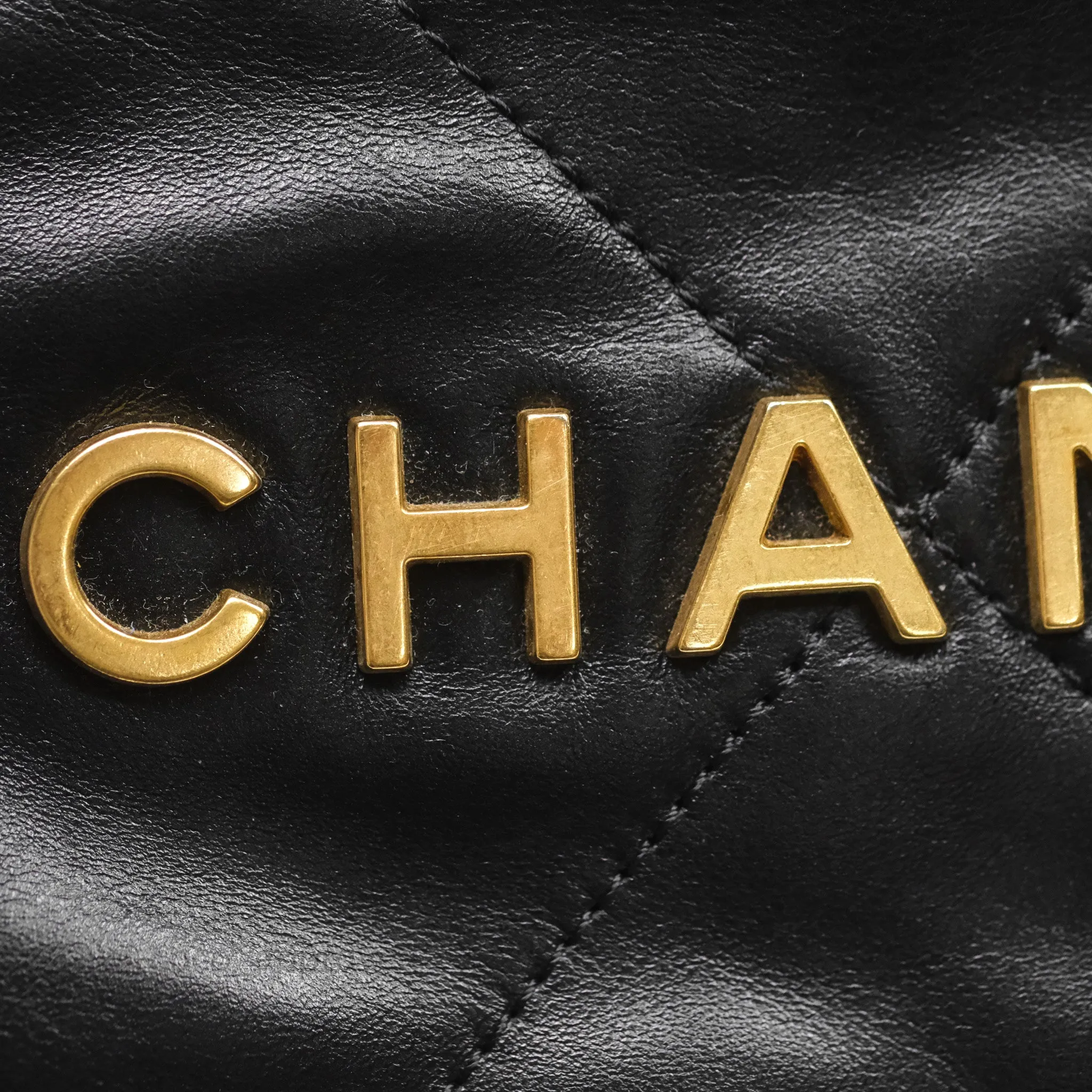 Chanel 22 Bag Small Black Shiny Calfskin Aged Gold Hardware