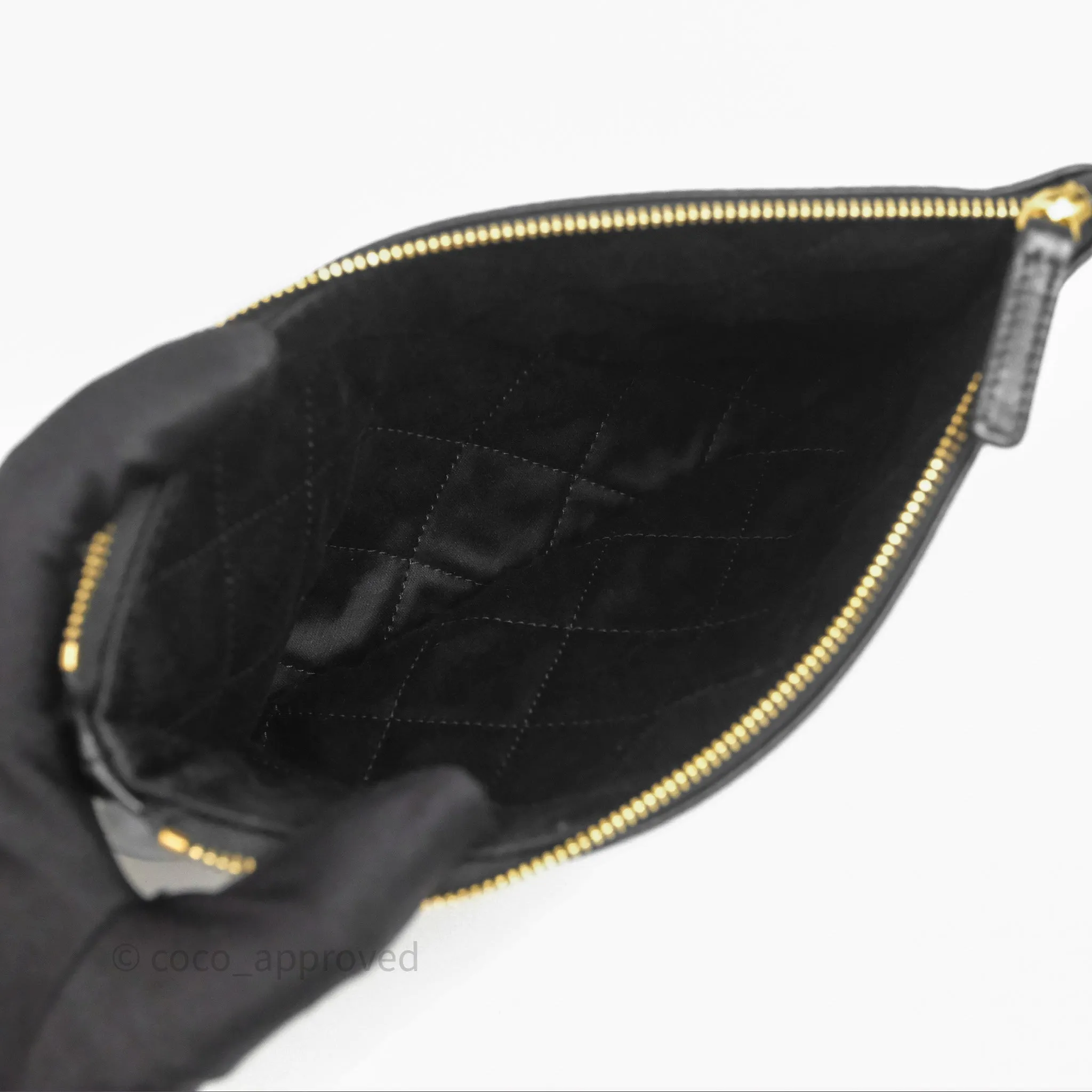 Chanel 22 Bag Small Black Shiny Calfskin Aged Gold Hardware