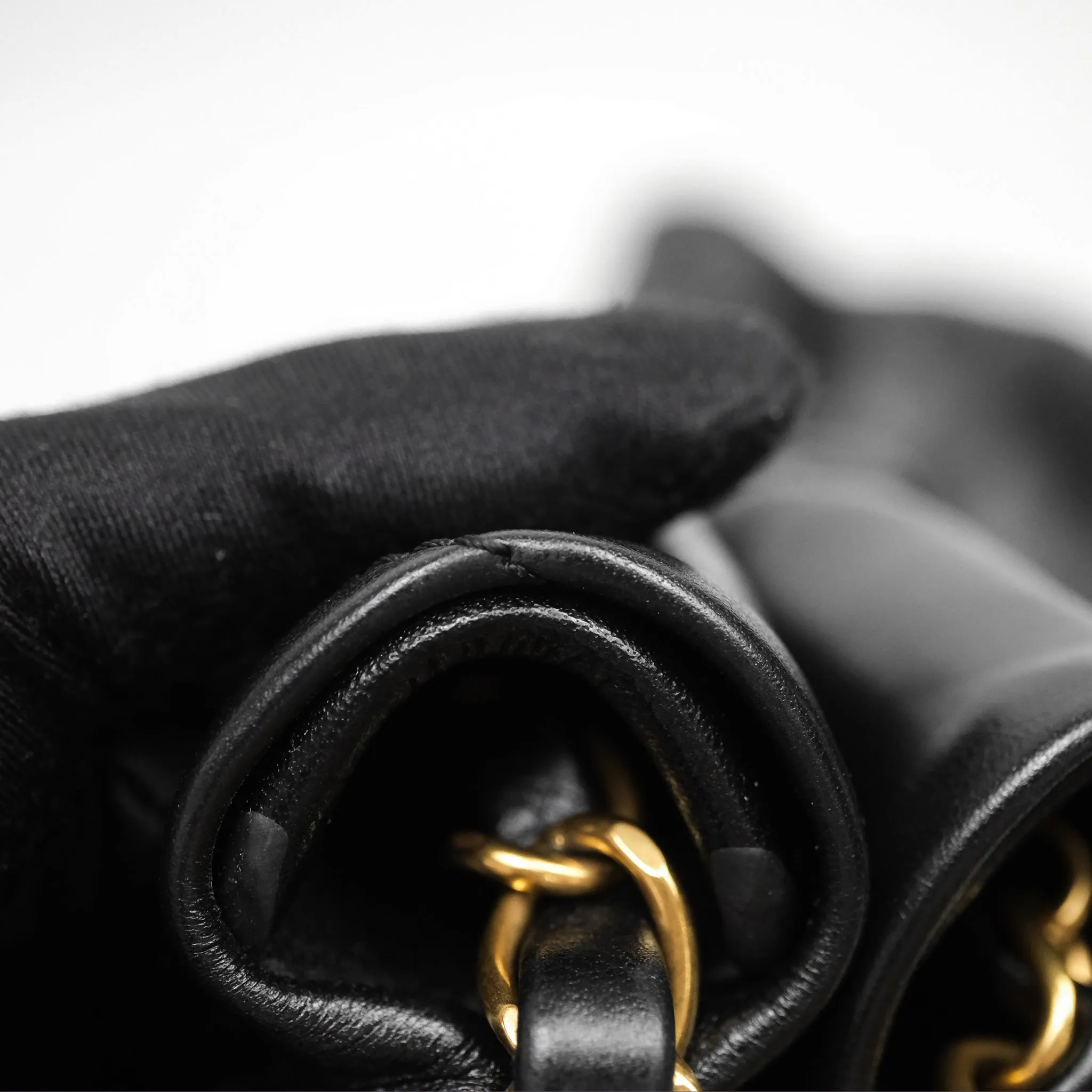 Chanel 22 Bag Small Black Shiny Calfskin Aged Gold Hardware