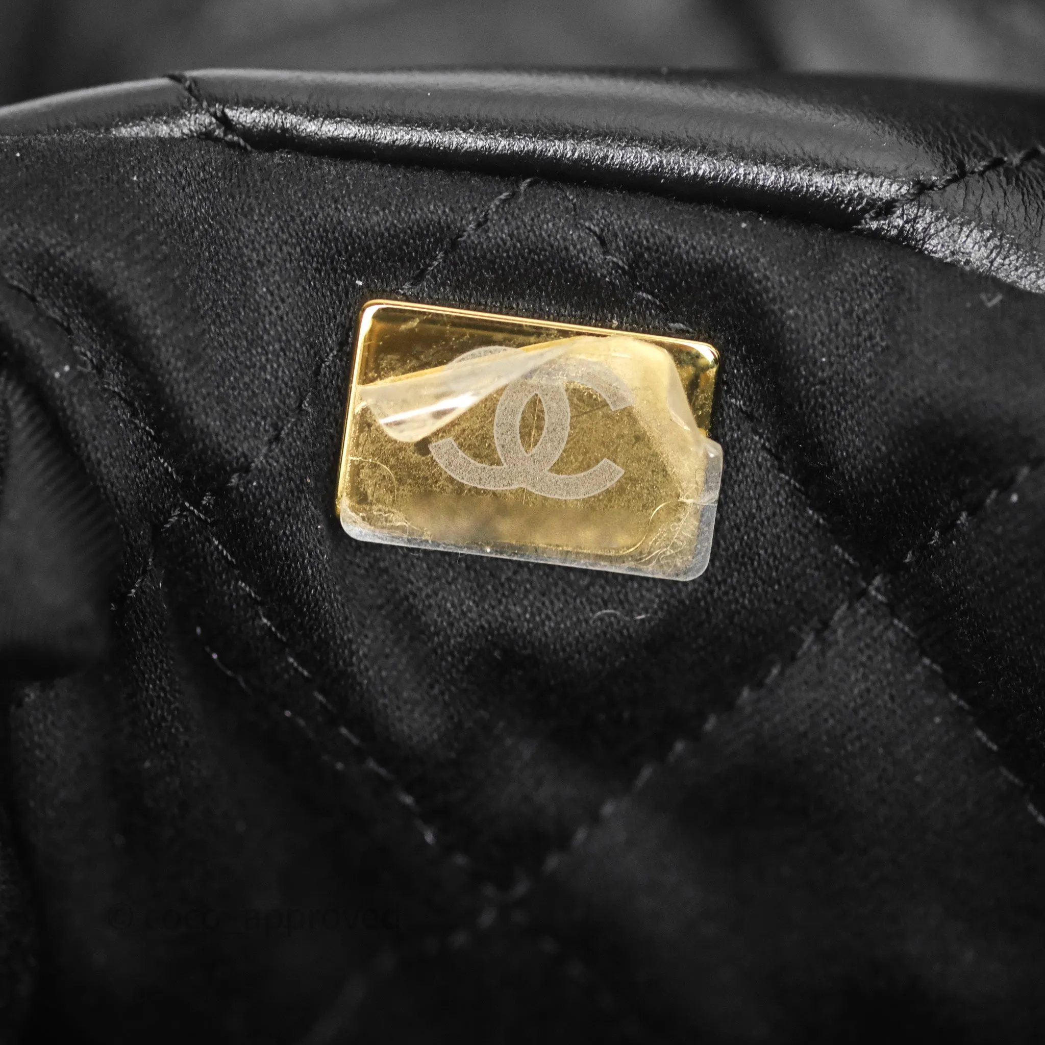 Chanel 22 Bag Small Black Shiny Calfskin Aged Gold Hardware