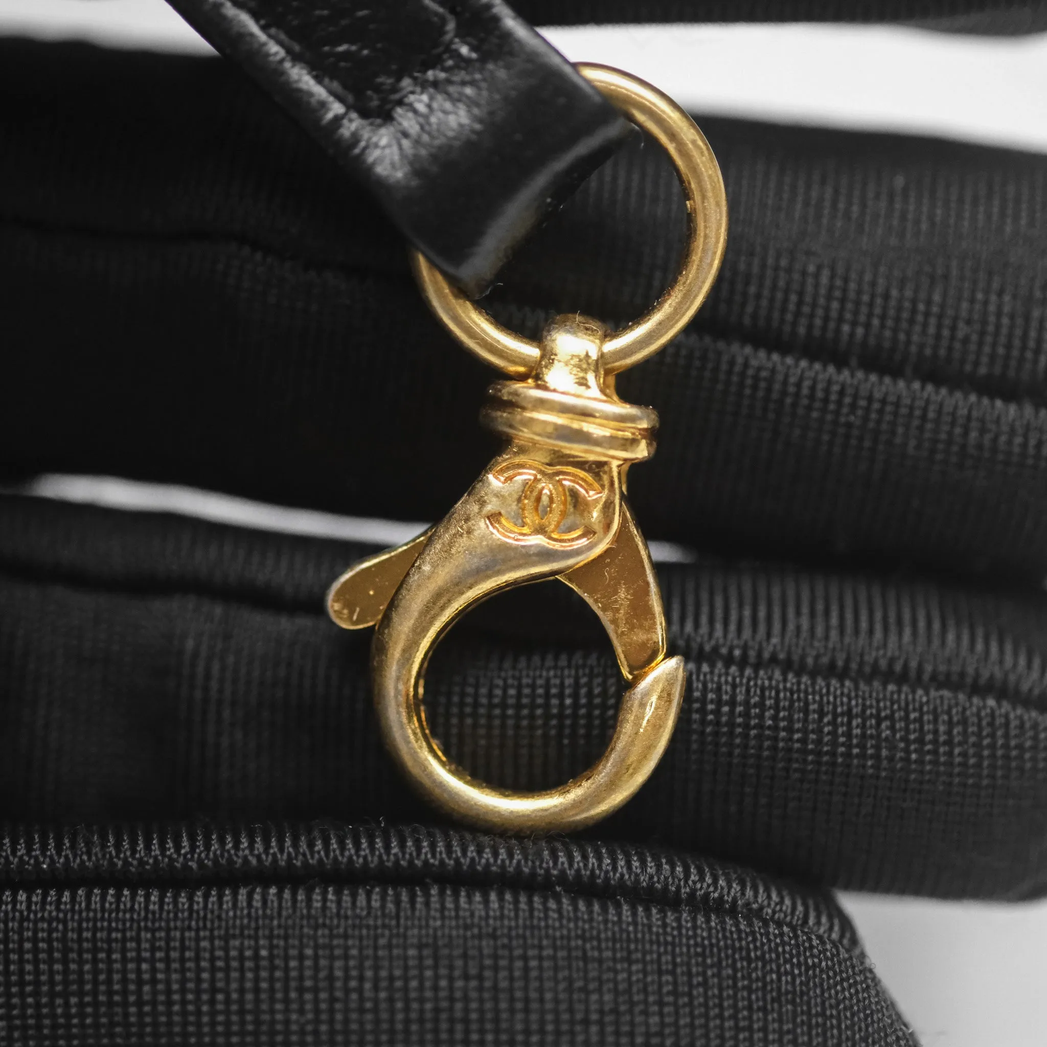 Chanel 22 Bag Small Black Shiny Calfskin Aged Gold Hardware