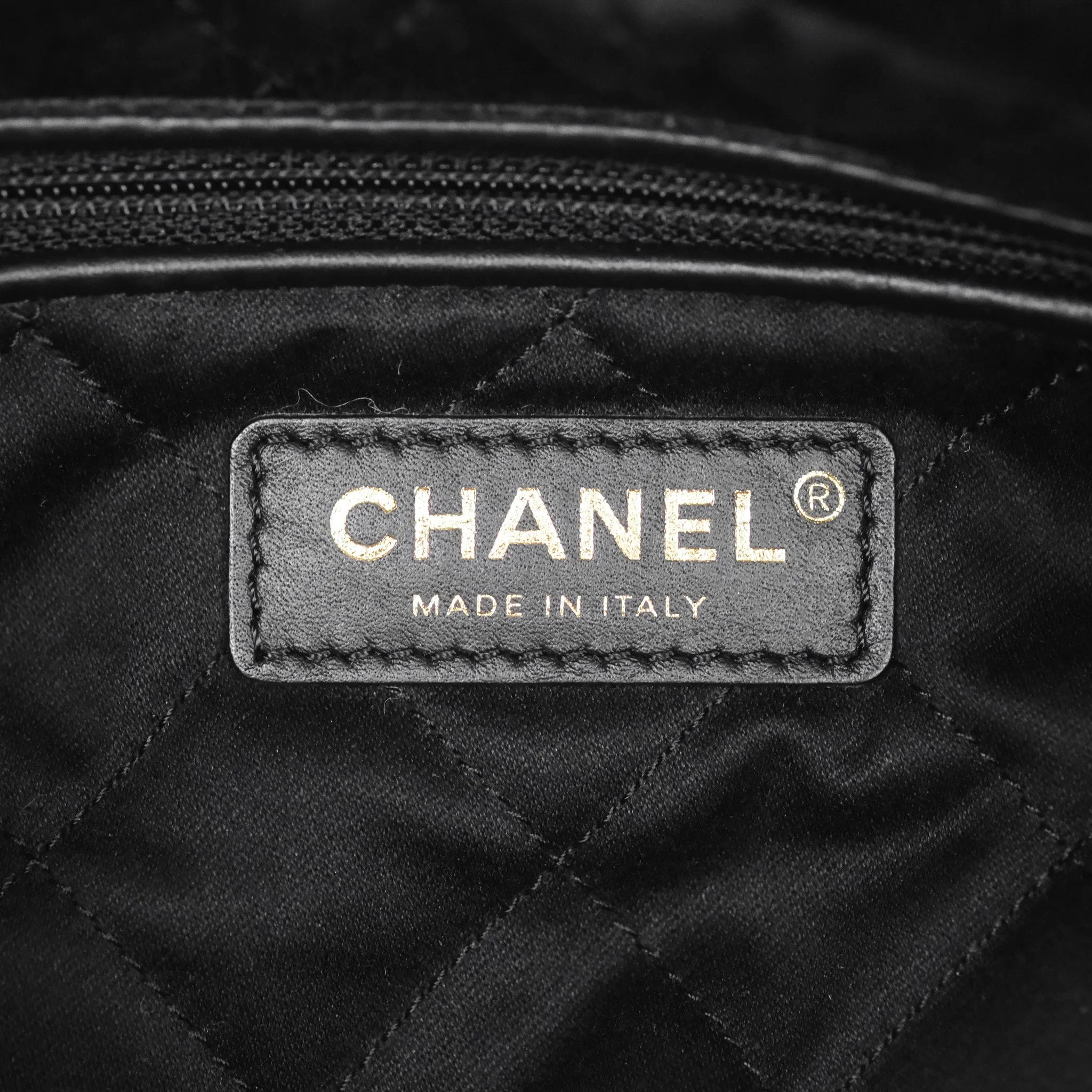 Chanel 22 Bag Small Black Shiny Calfskin Aged Gold Hardware