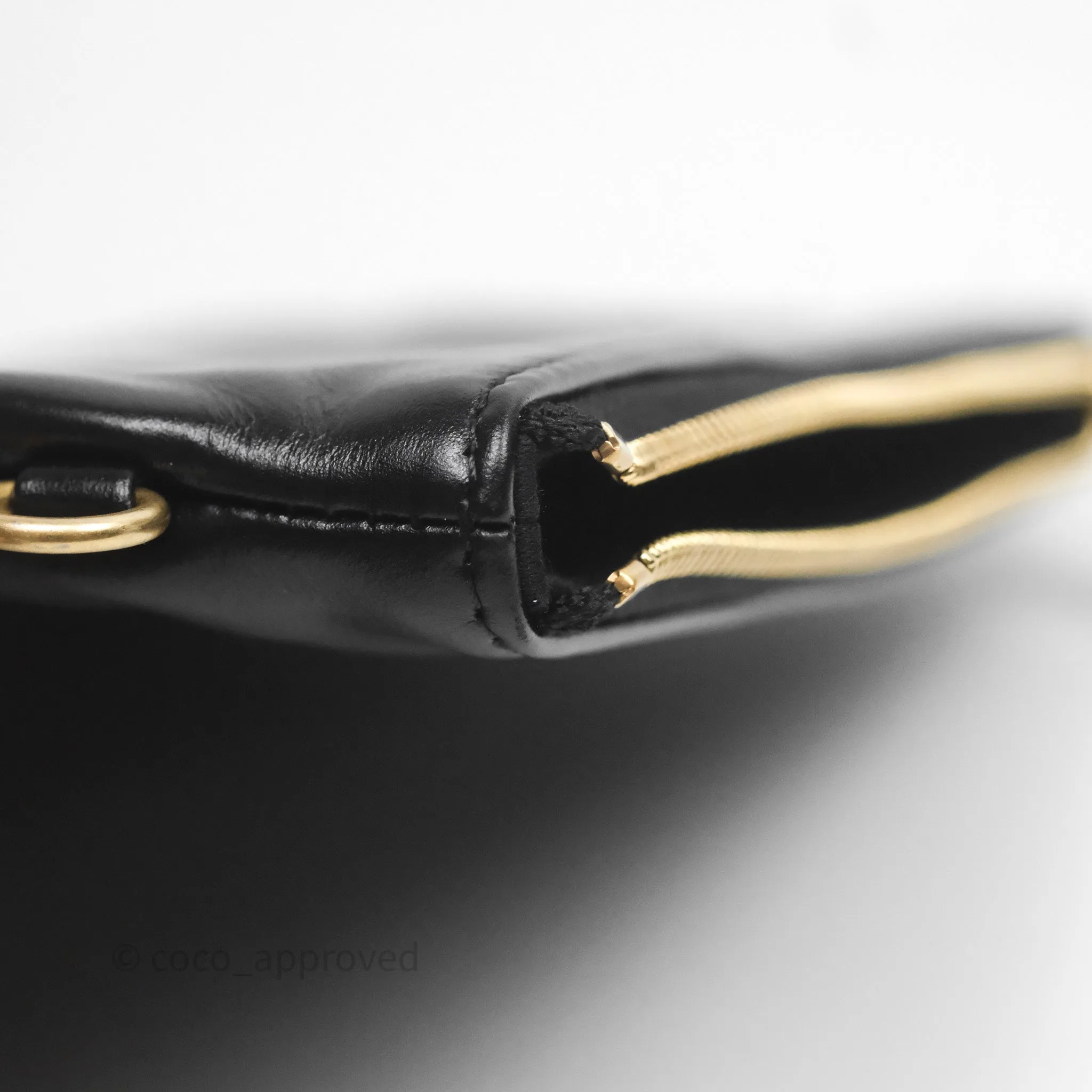 Chanel 22 Bag Small Black Shiny Calfskin Aged Gold Hardware