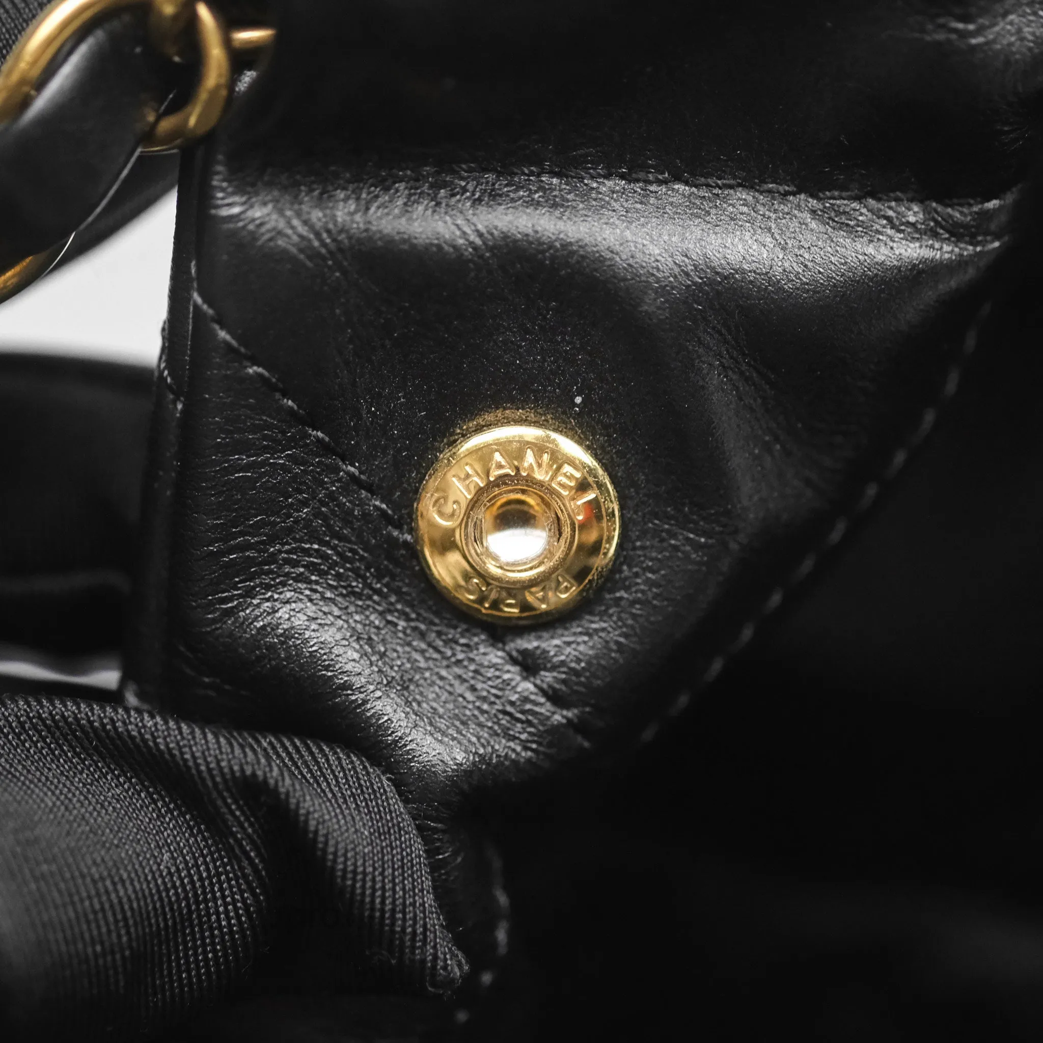 Chanel 22 Bag Small Black Shiny Calfskin Aged Gold Hardware