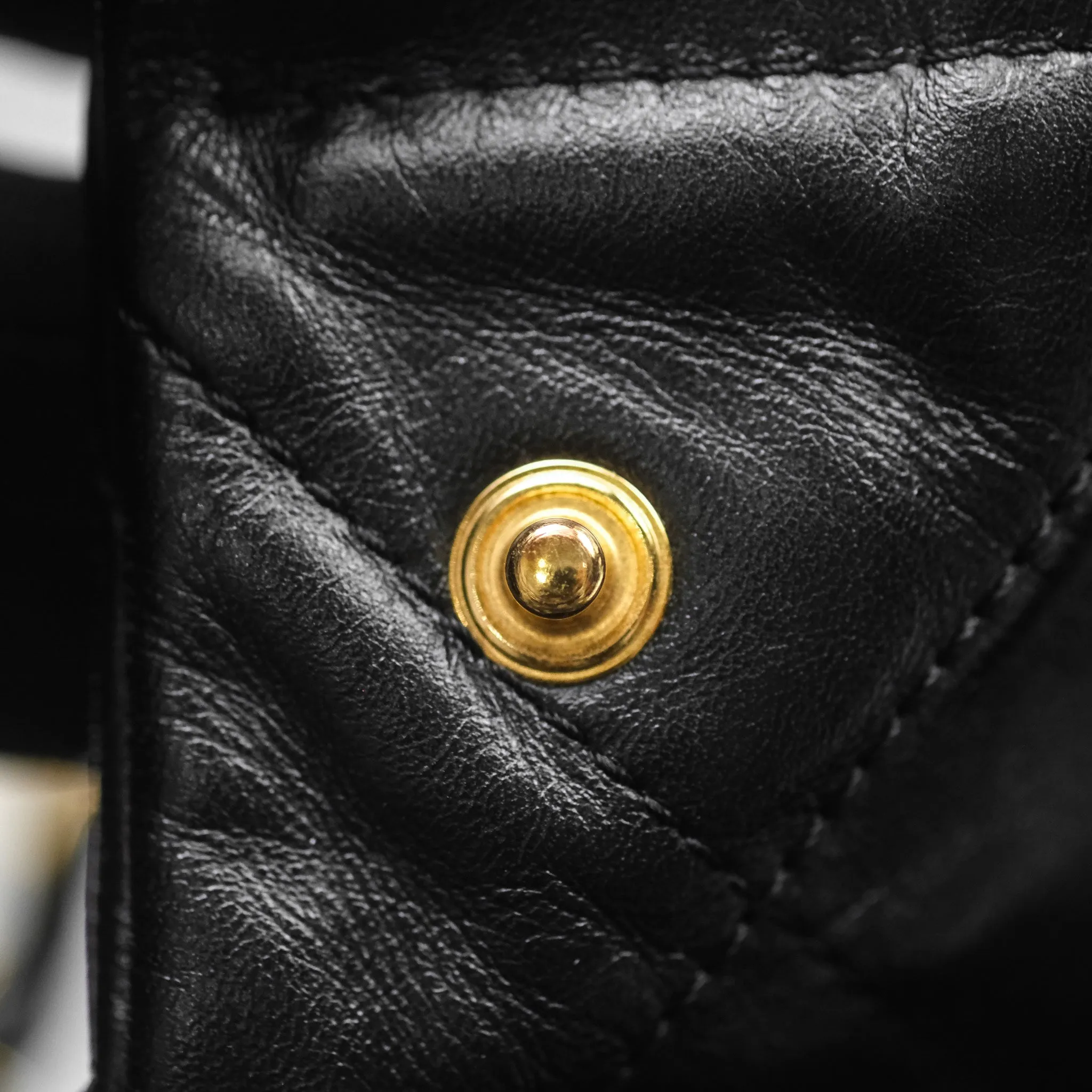 Chanel 22 Bag Small Black Shiny Calfskin Aged Gold Hardware