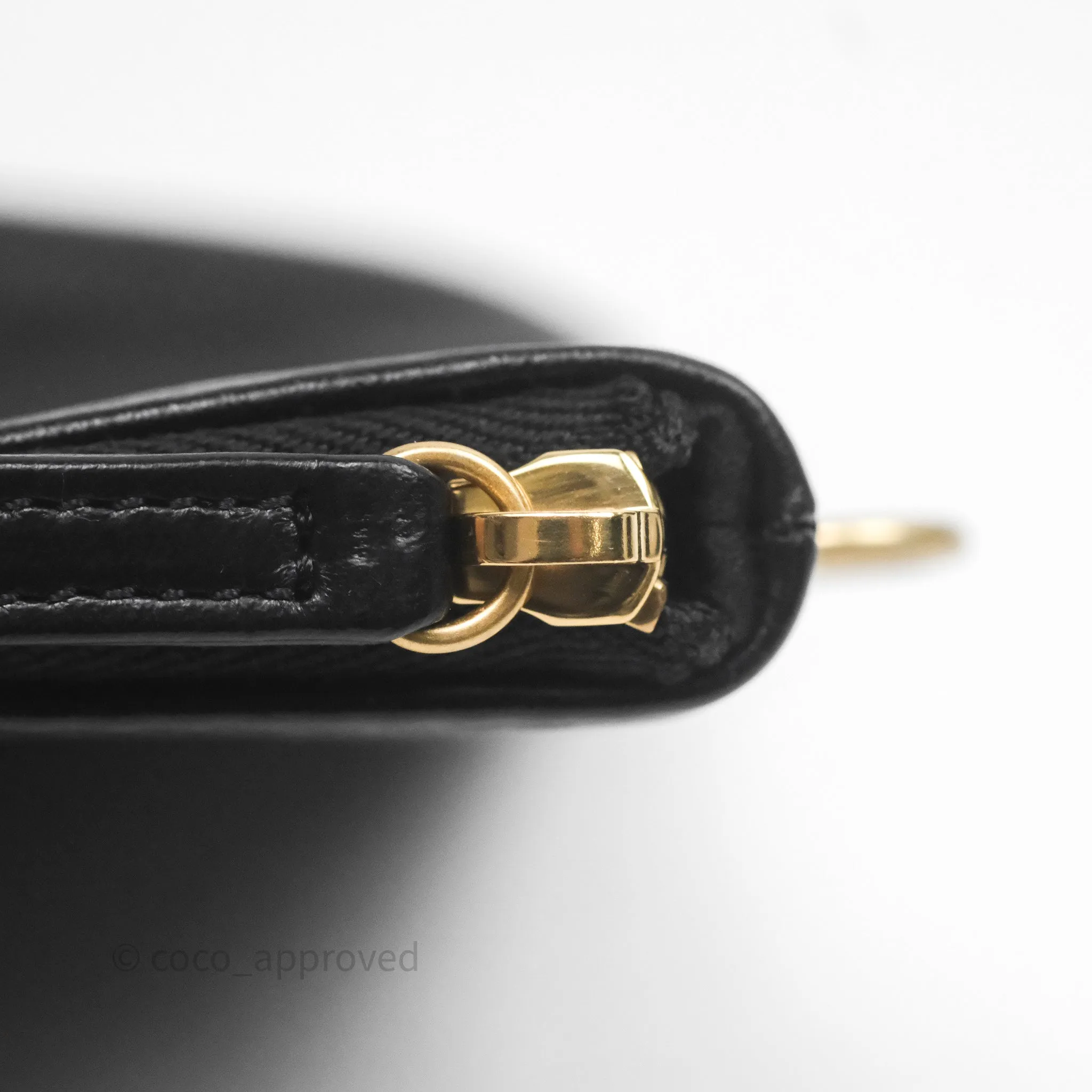 Chanel 22 Bag Small Black Shiny Calfskin Aged Gold Hardware