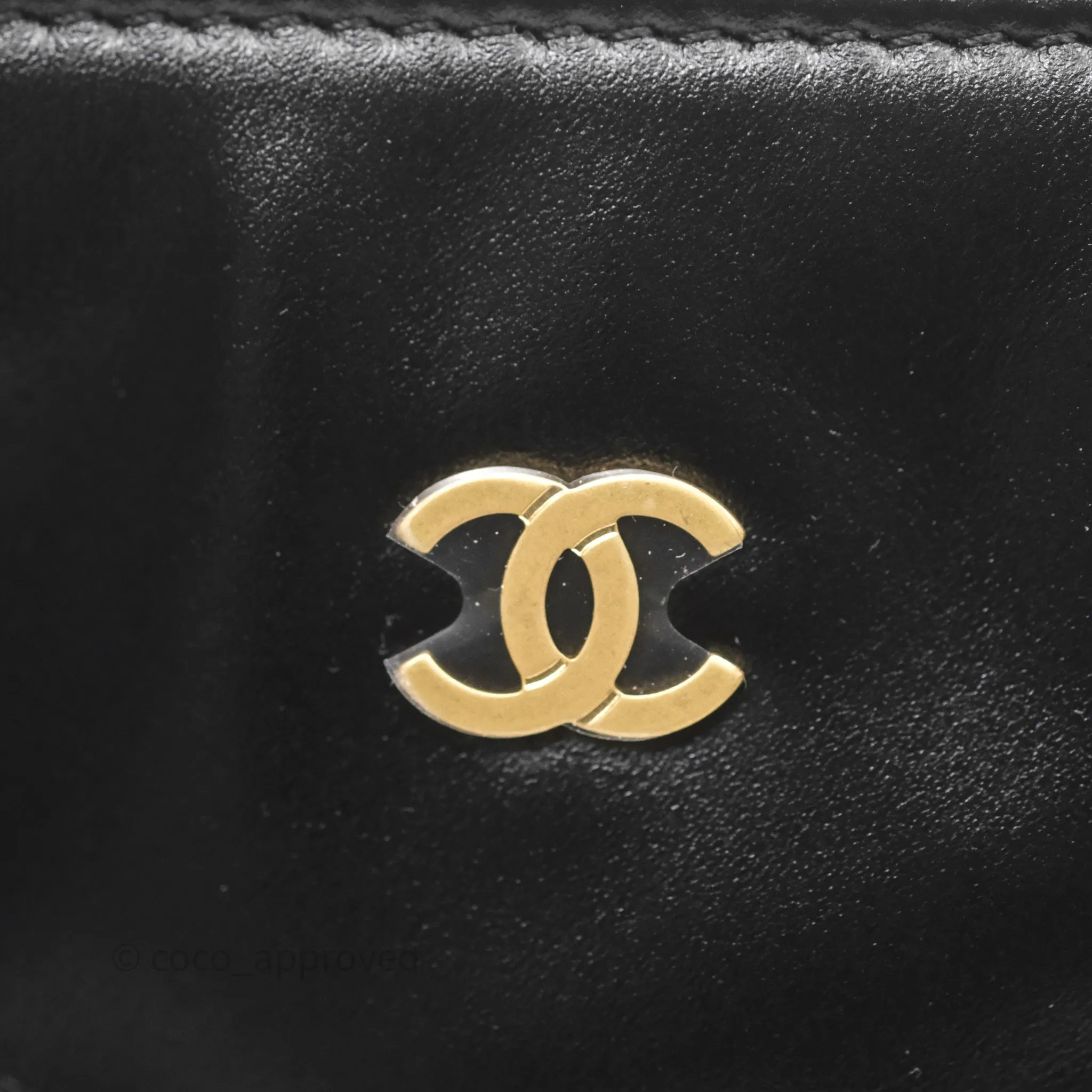 Chanel 22 Bag Small Black Shiny Calfskin Aged Gold Hardware