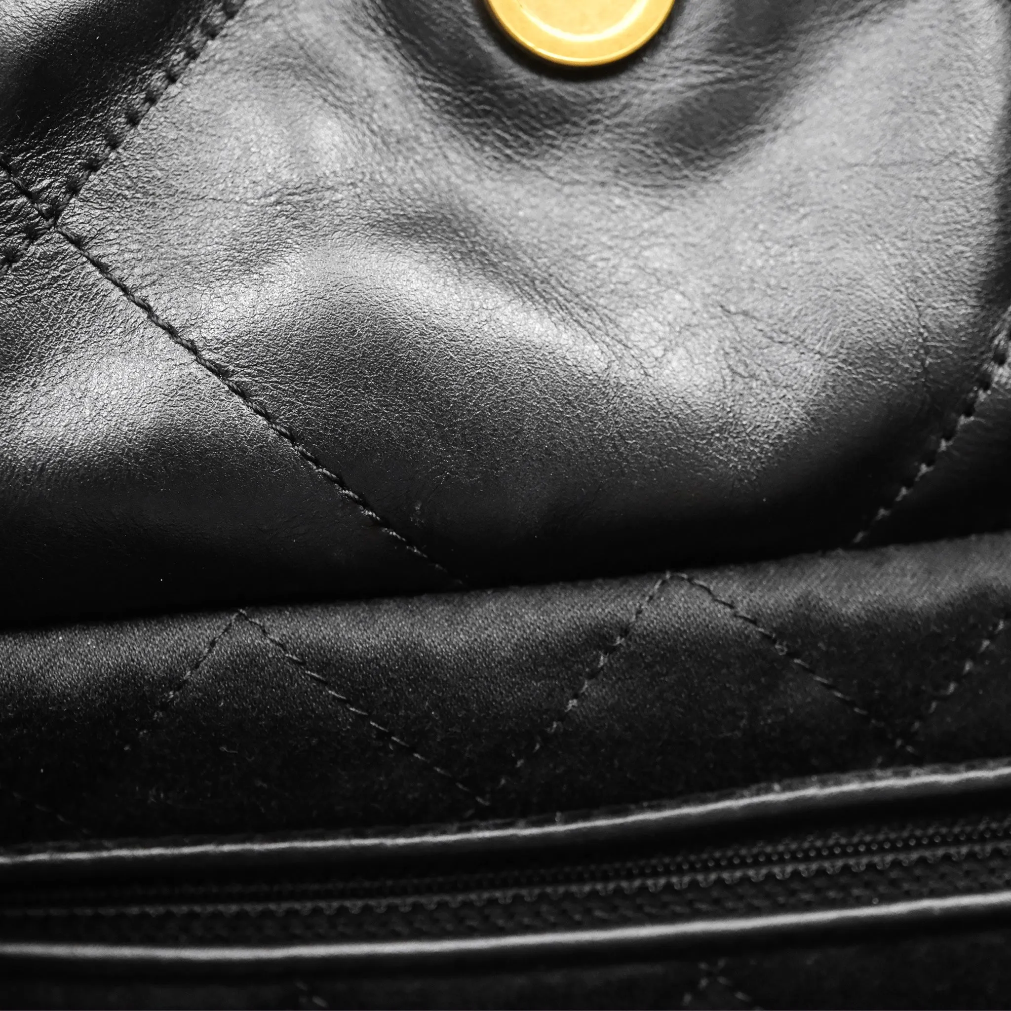 Chanel 22 Bag Small Black Shiny Calfskin Aged Gold Hardware