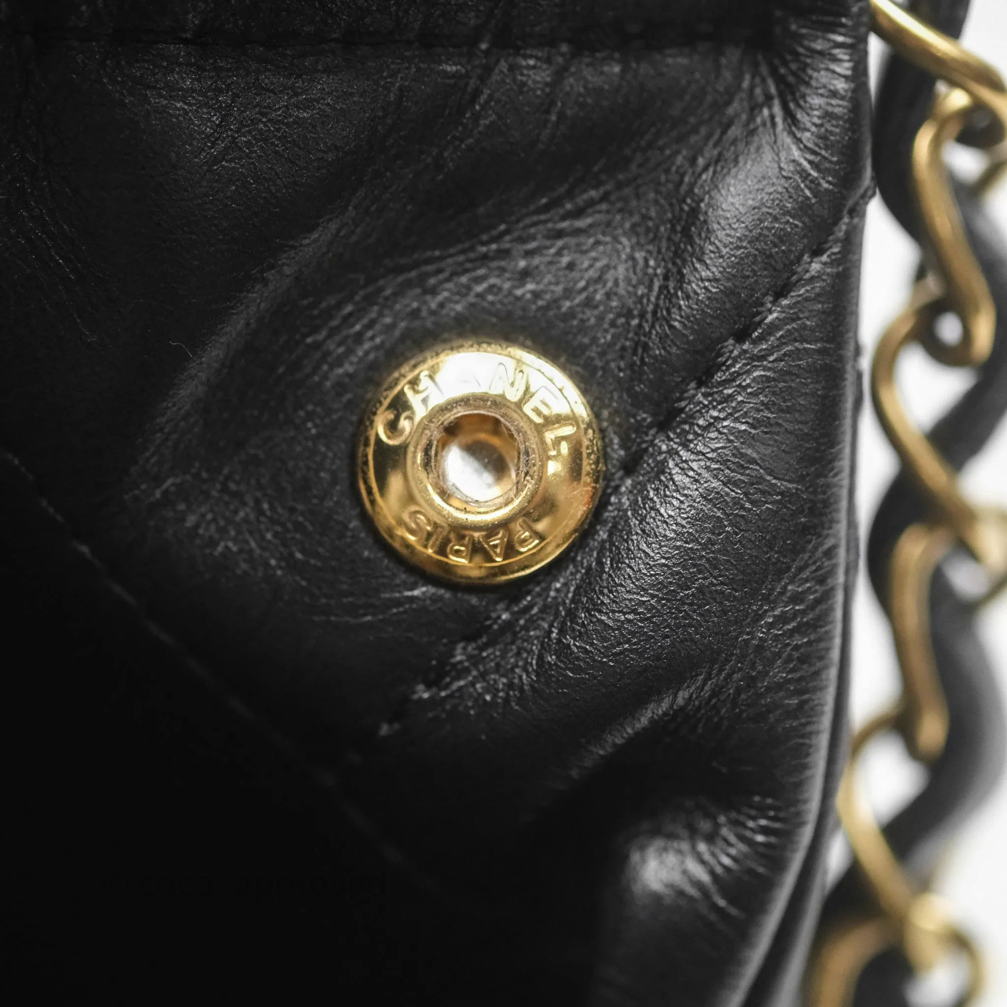 Chanel 22 Bag Small Black Shiny Calfskin Aged Gold Hardware