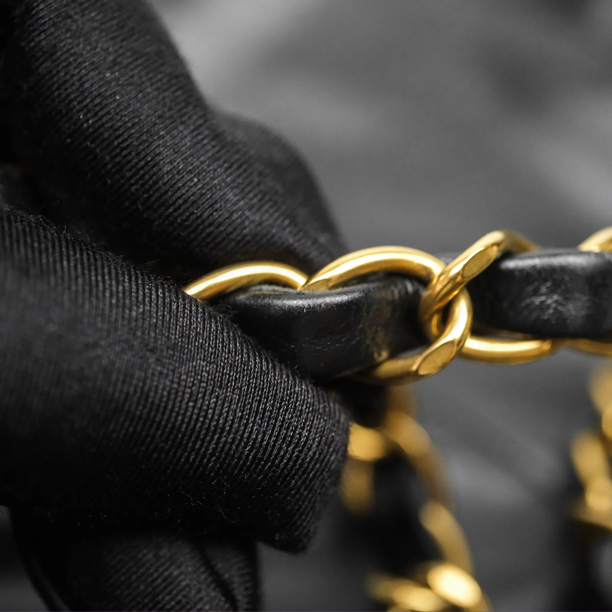Chanel 22 Bag Small Black Shiny Calfskin Aged Gold Hardware