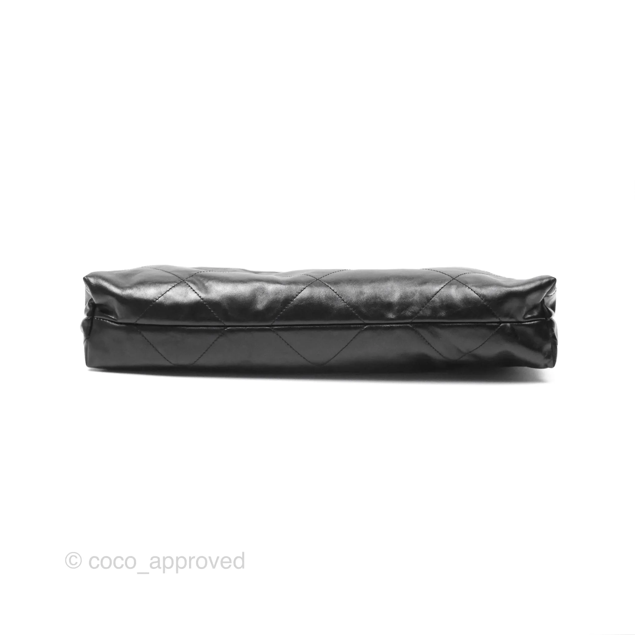 Chanel 22 East West Bag Black Shiny Crumpled Calfskin
