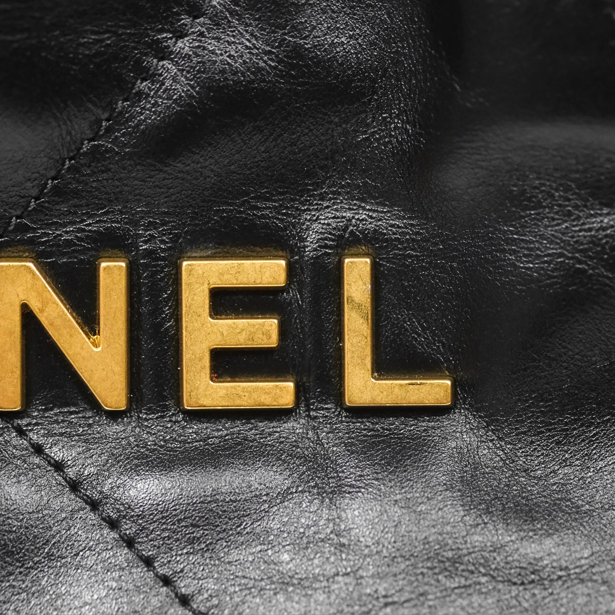 Chanel 22 East West Bag Black Shiny Crumpled Calfskin