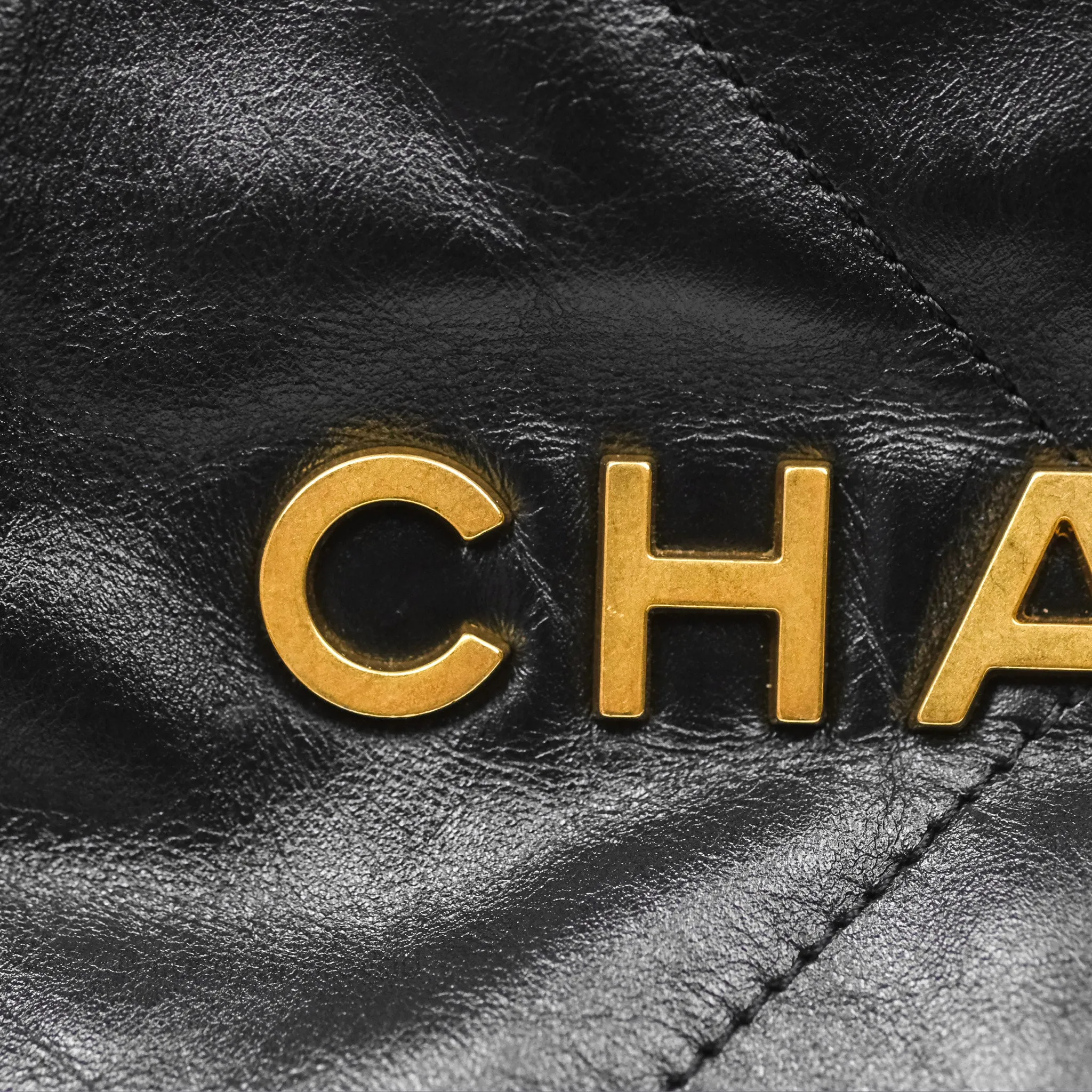Chanel 22 East West Bag Black Shiny Crumpled Calfskin