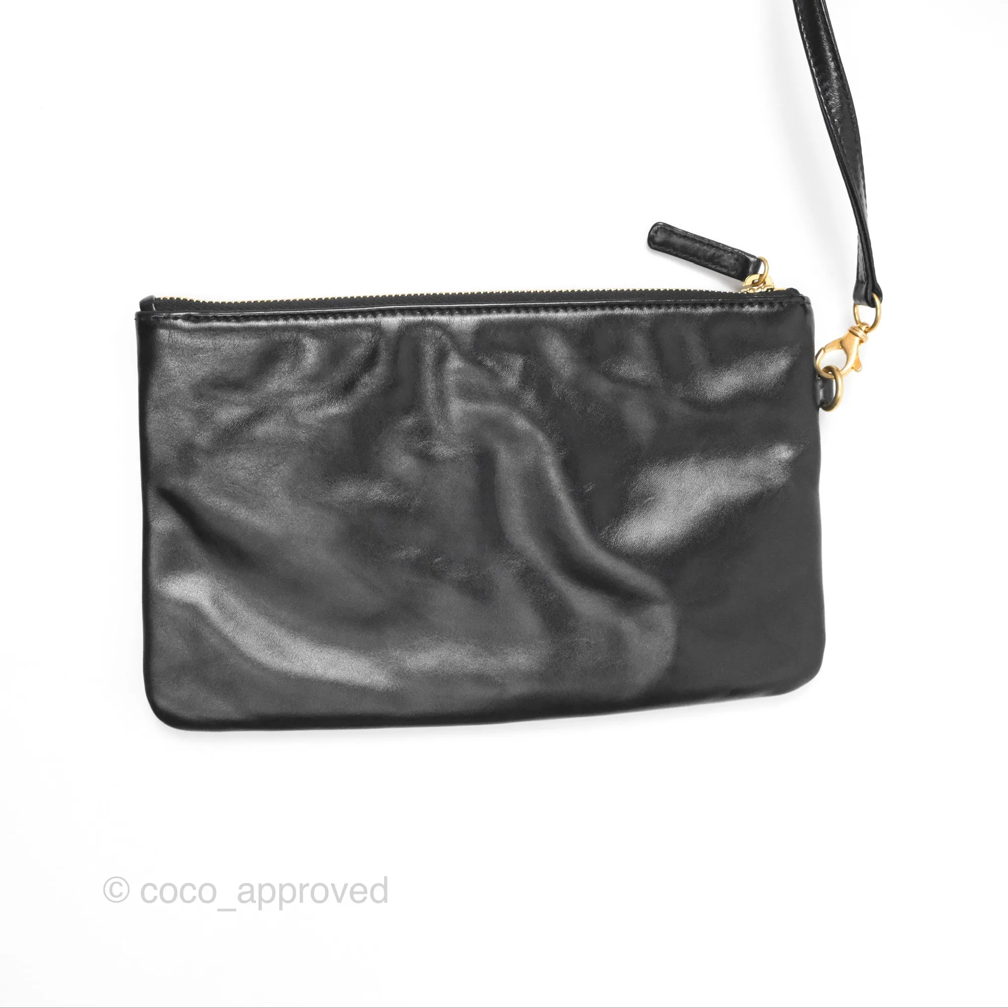 Chanel 22 East West Bag Black Shiny Crumpled Calfskin
