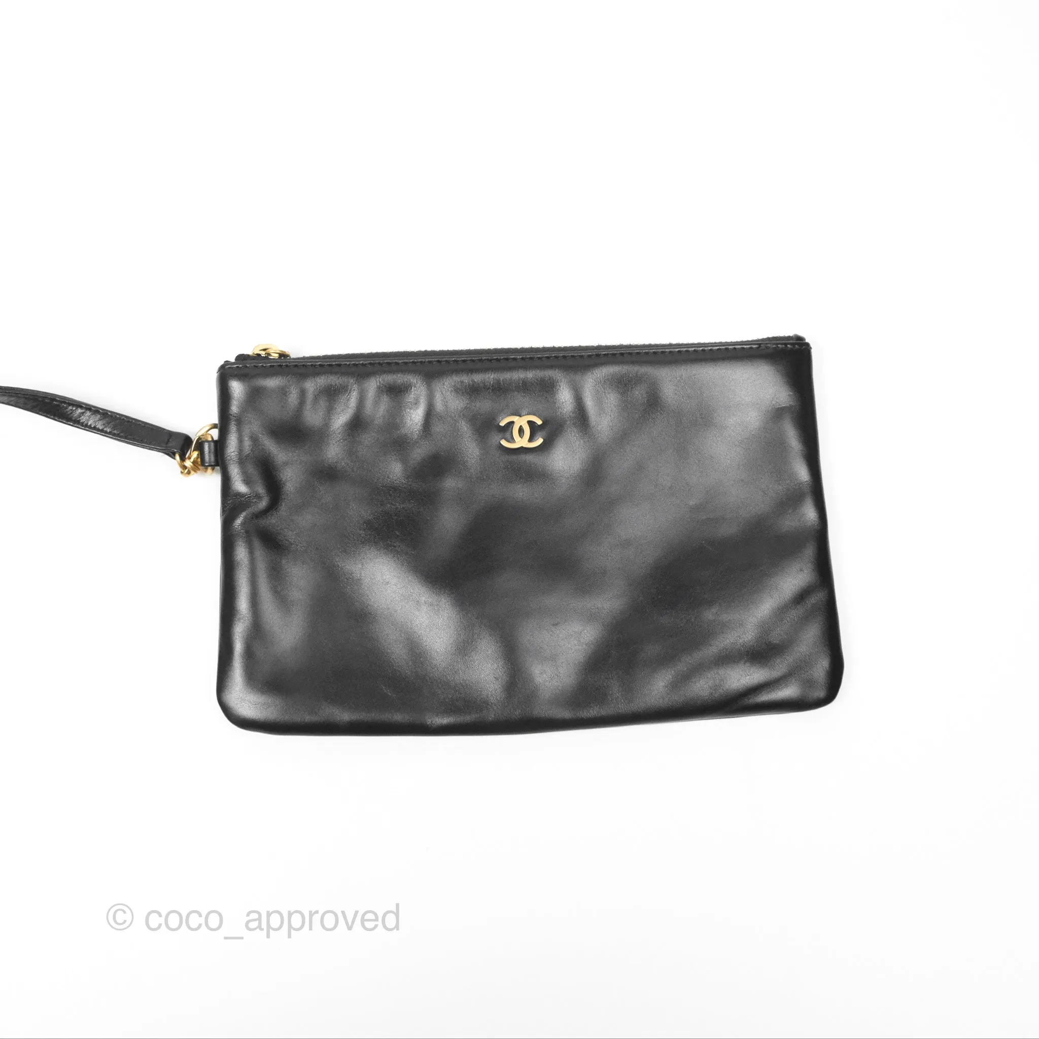 Chanel 22 East West Bag Black Shiny Crumpled Calfskin
