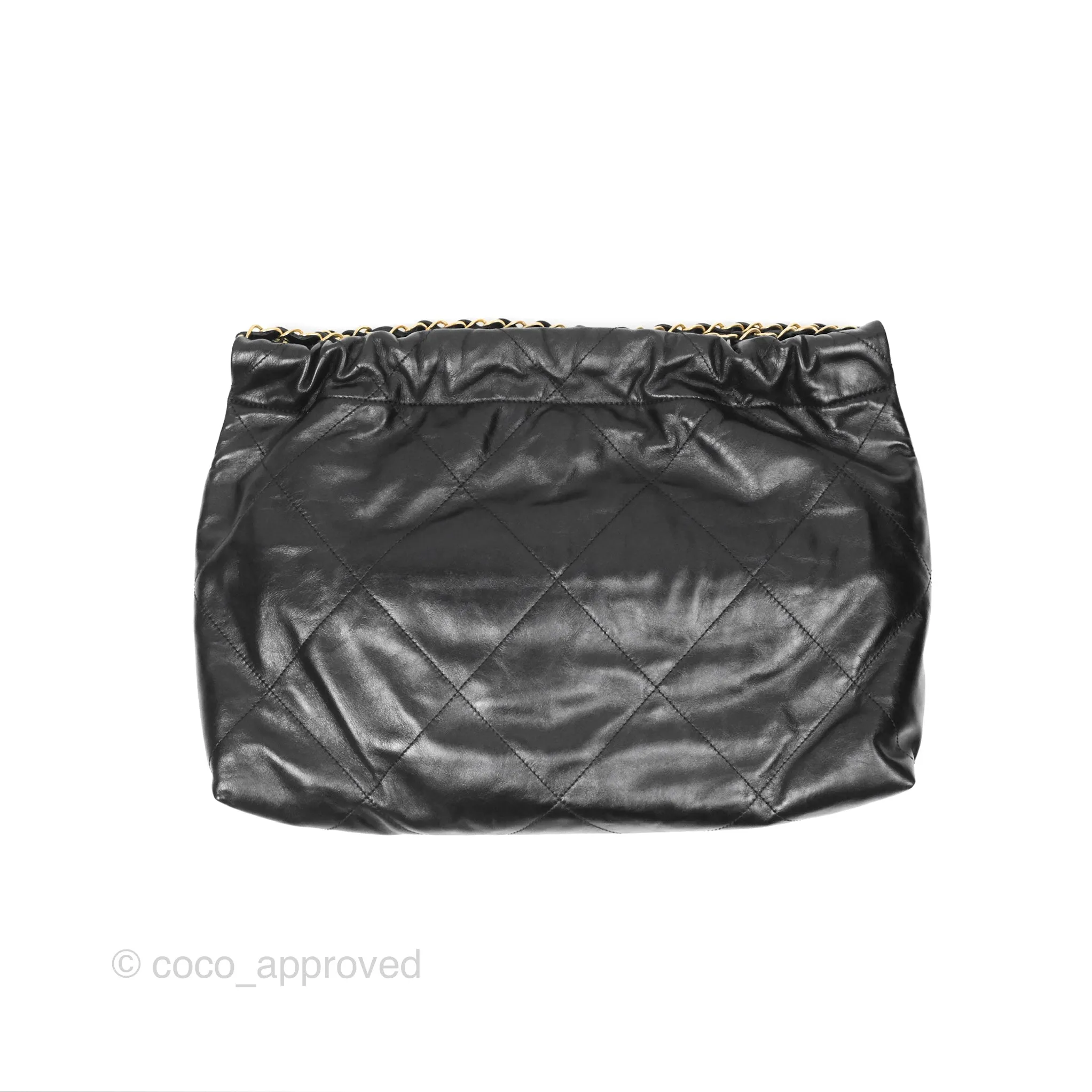 Chanel 22 East West Bag Black Shiny Crumpled Calfskin