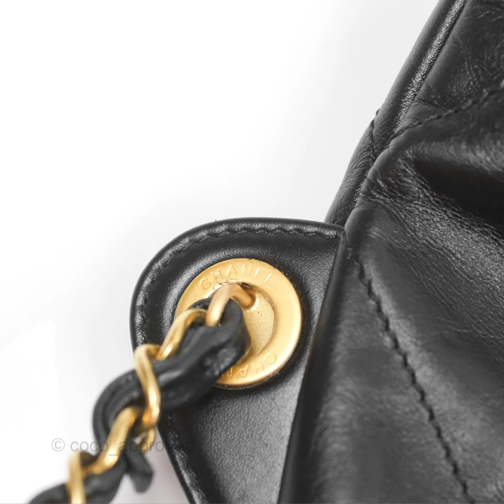 Chanel 22 Medium Backpack Quilted Black Shiny Calfskin Aged Gold Hardware