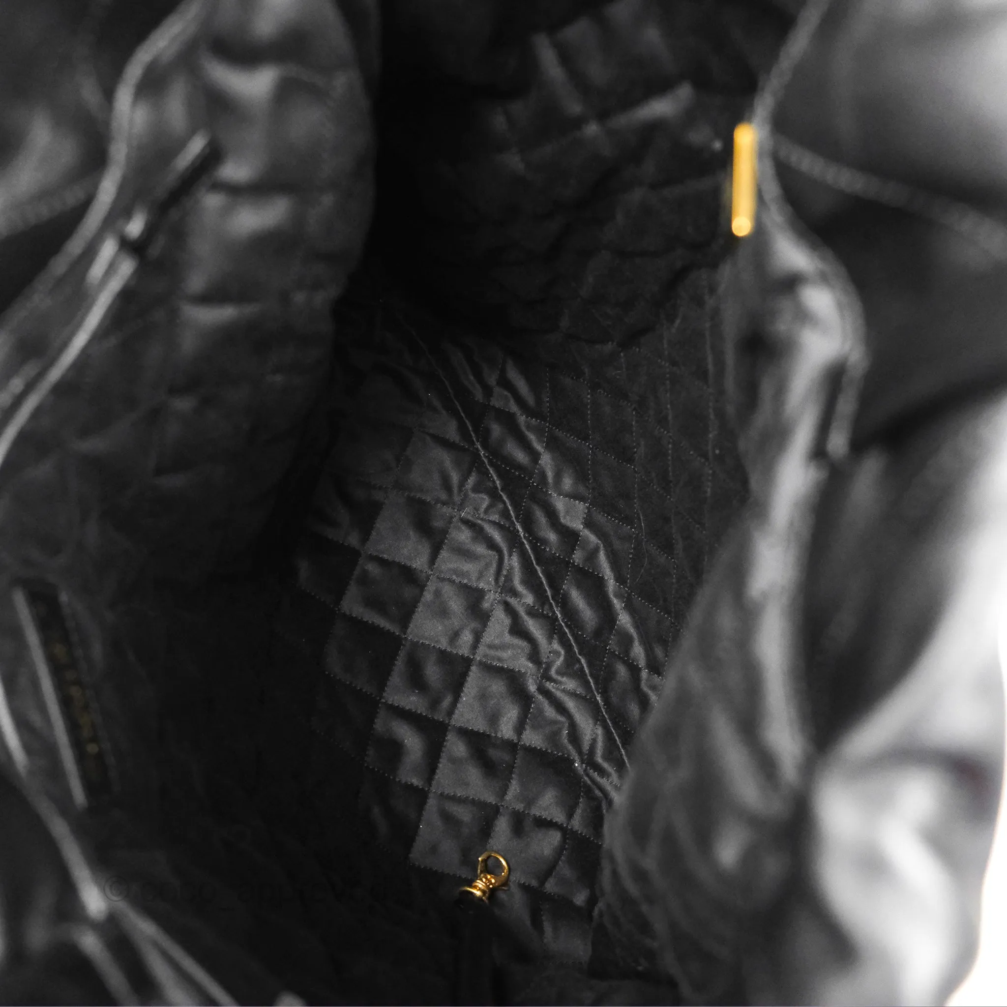 Chanel 22 Medium Backpack Quilted Black Shiny Calfskin Aged Gold Hardware