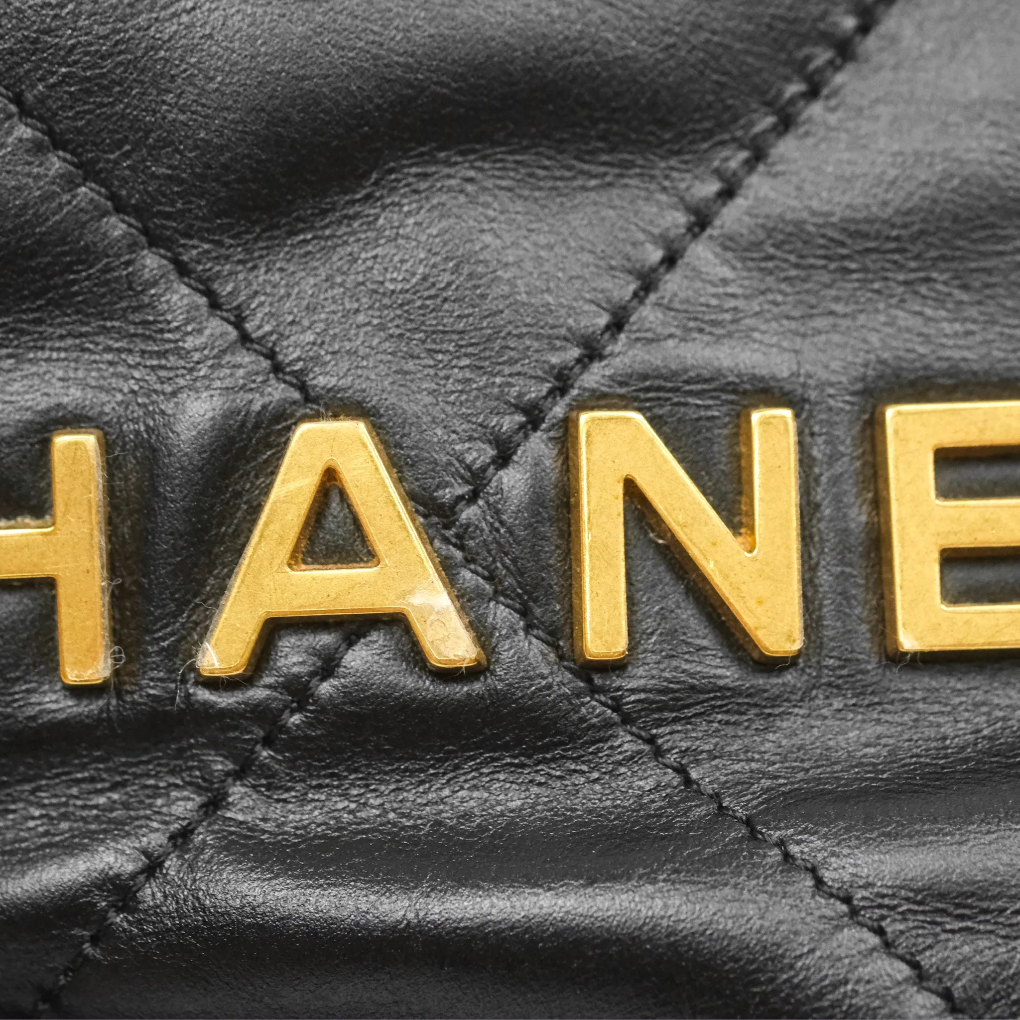 Chanel 22 Medium Backpack Quilted Black Shiny Calfskin Aged Gold Hardware