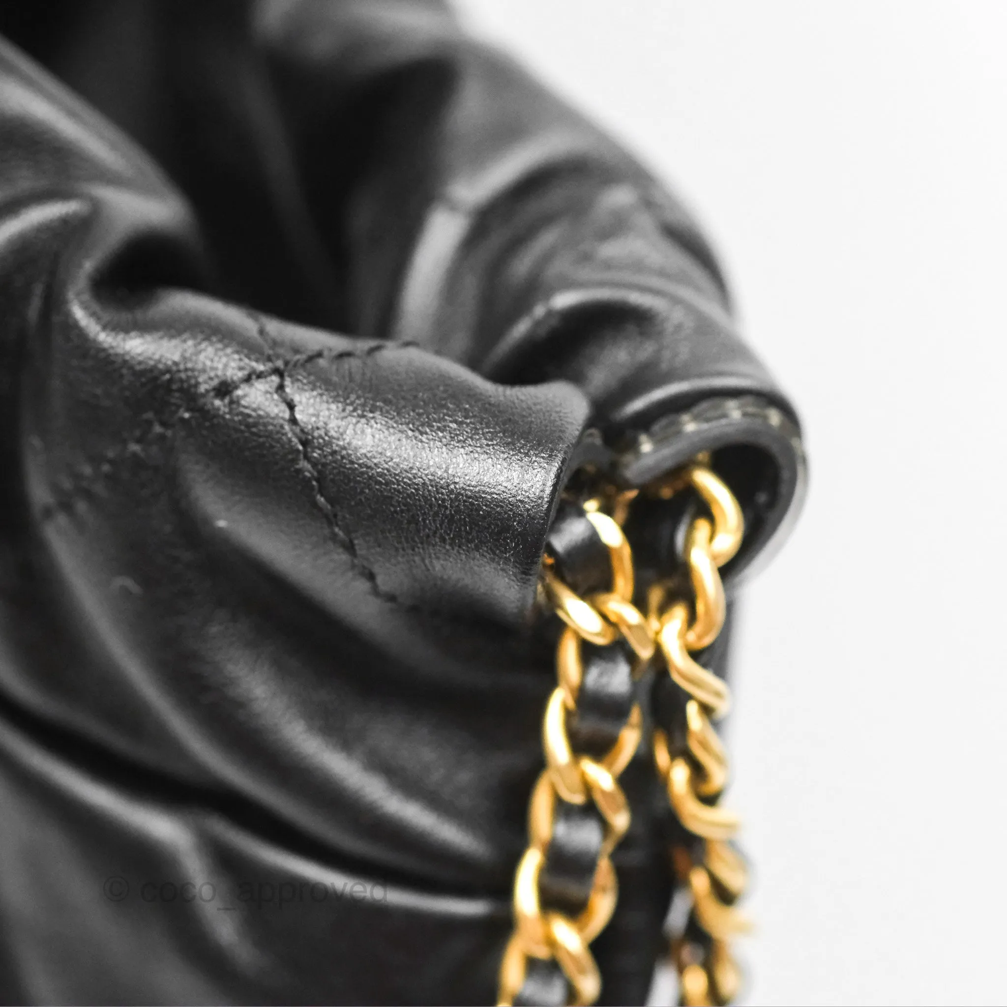 Chanel 22 Medium Backpack Quilted Black Shiny Calfskin Aged Gold Hardware
