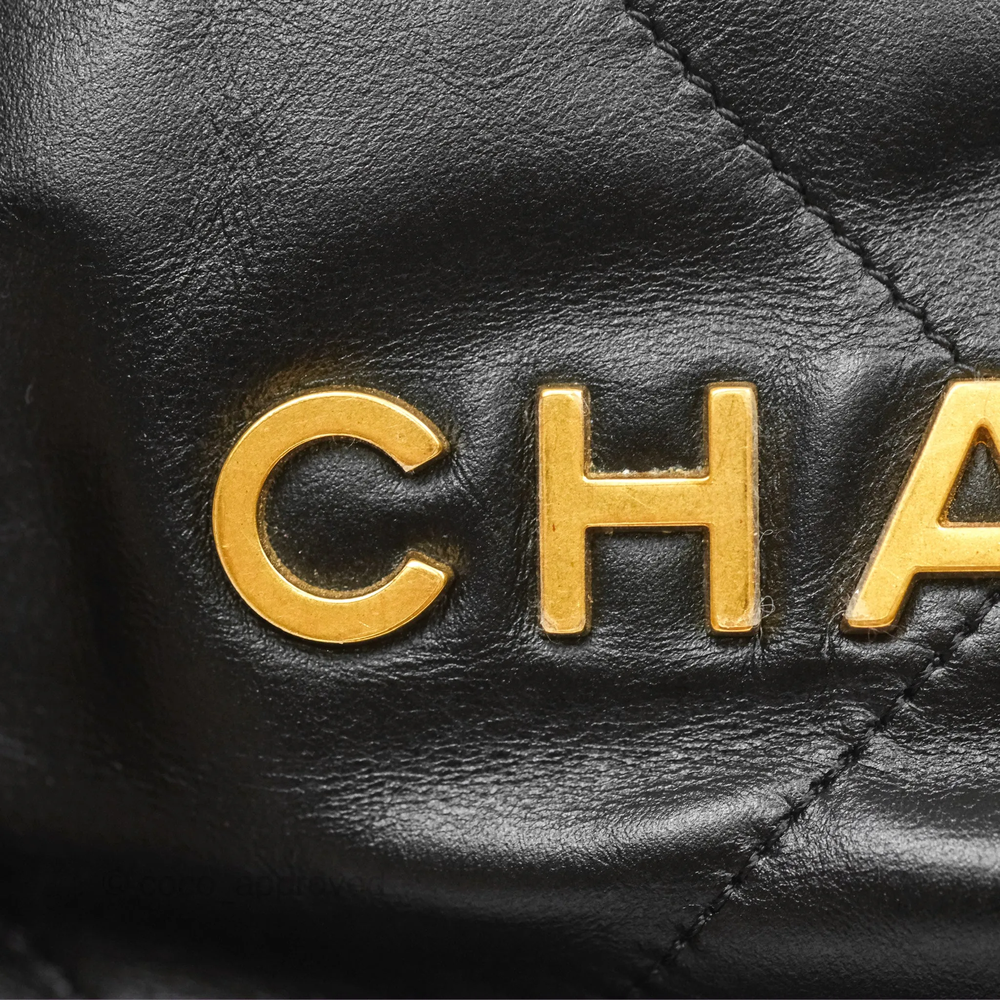 Chanel 22 Medium Backpack Quilted Black Shiny Calfskin Aged Gold Hardware
