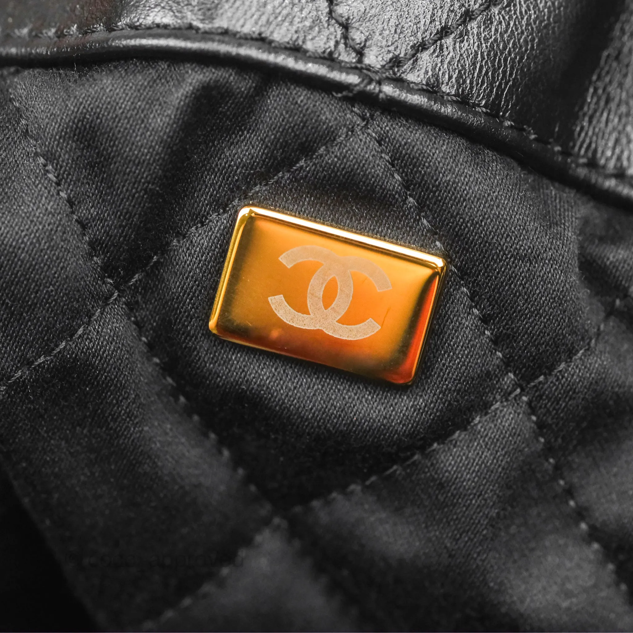 Chanel 22 Medium Backpack Quilted Black Shiny Calfskin Aged Gold Hardware