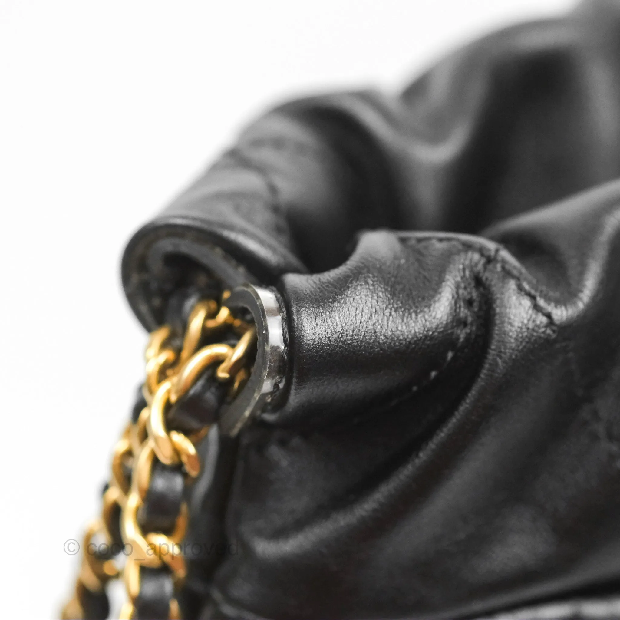Chanel 22 Medium Backpack Quilted Black Shiny Calfskin Aged Gold Hardware
