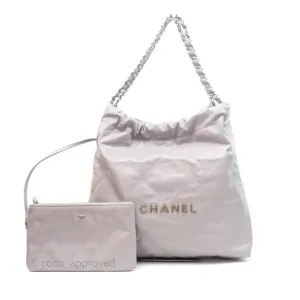 Chanel 22 Medium Grey Shiny Aged Calfskin Aged Silver Hardware